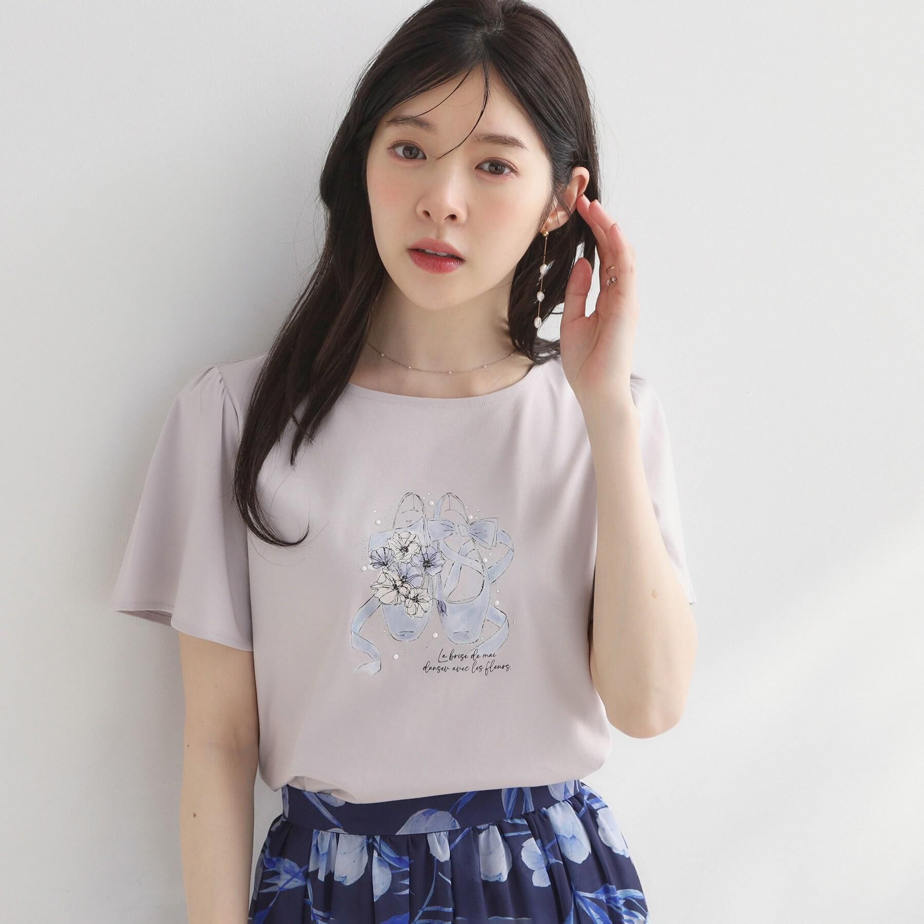 Couture broach「【接触冷感・UVカット・洗える】トゥシューズプリントTシャツ」|Tシャツ・カットソー|