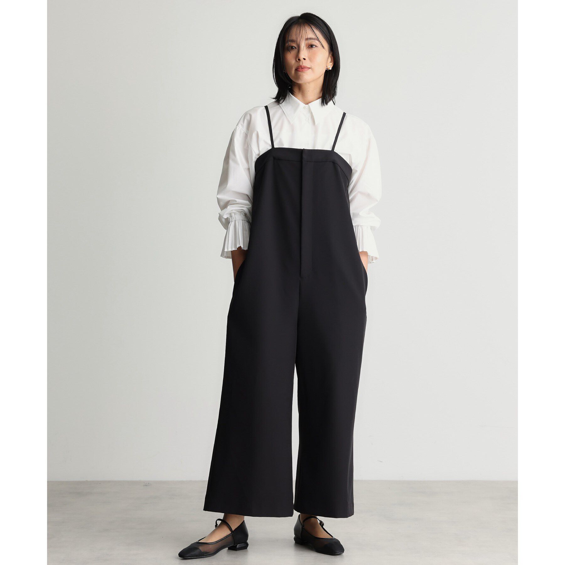 THE SHOP TK「【汚れ防止/シワになりにくい/セレモニー/通勤】ダブルクロスサロペット/洗える/サスティナブル」|オールインワン|