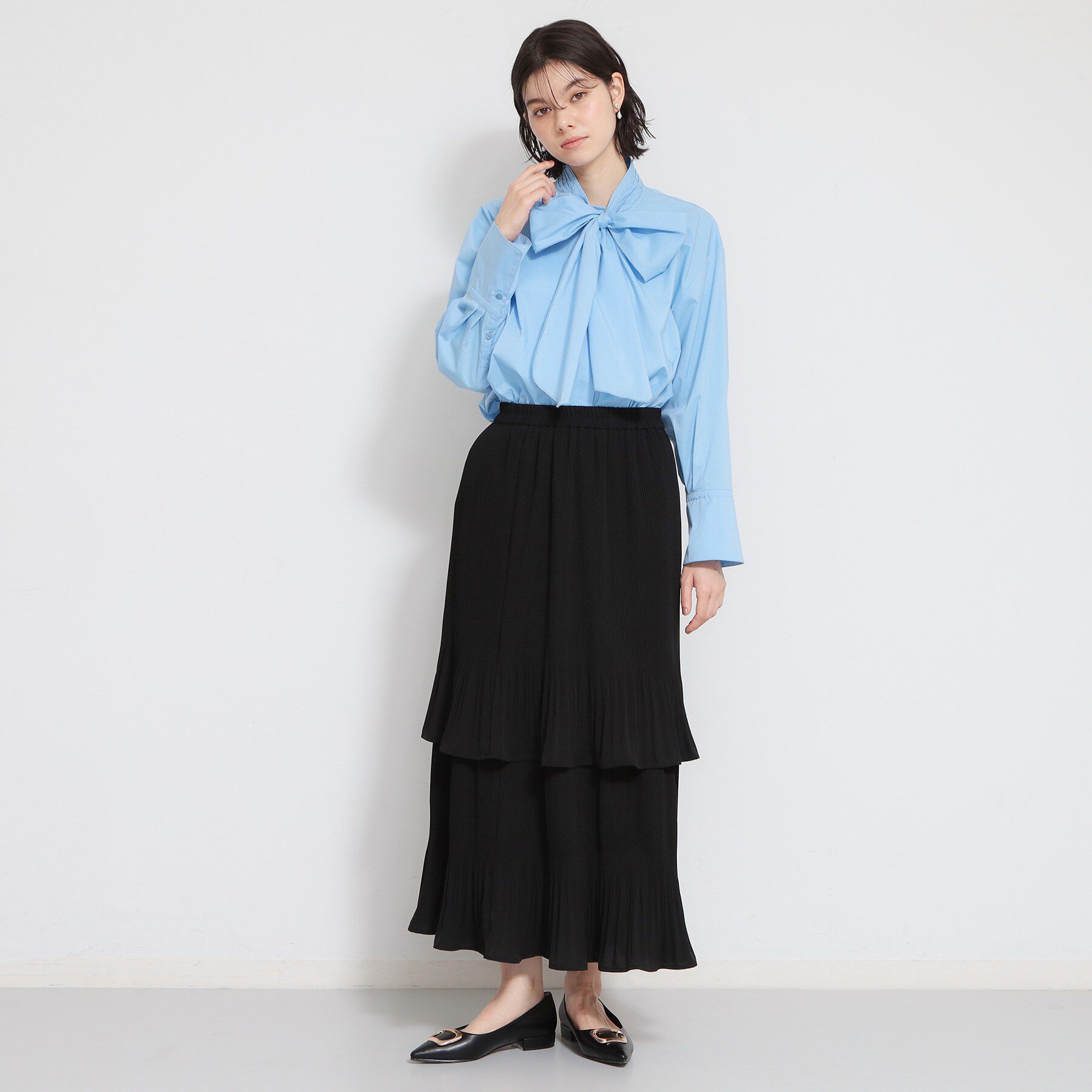 THE SHOP TK「【通勤スタイルに】タックボウタイブラウス」|シャツ・ブラウス|