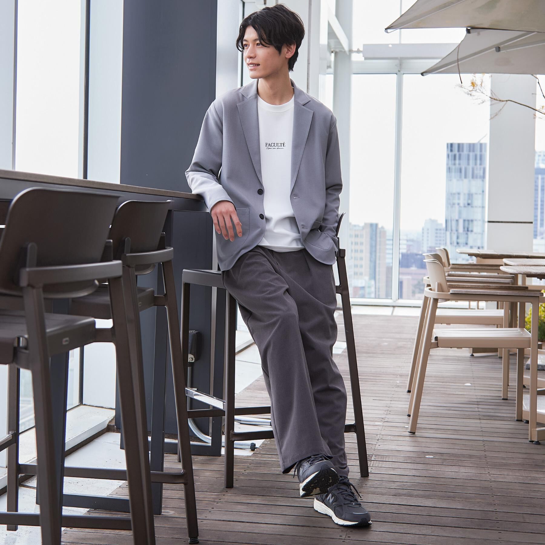THE SHOP TK「【上下2点セット】ジャケット＋パンツ イージーセットアップ 防シワ／ストレッチ／洗濯機OK」|テーラードジャケット|