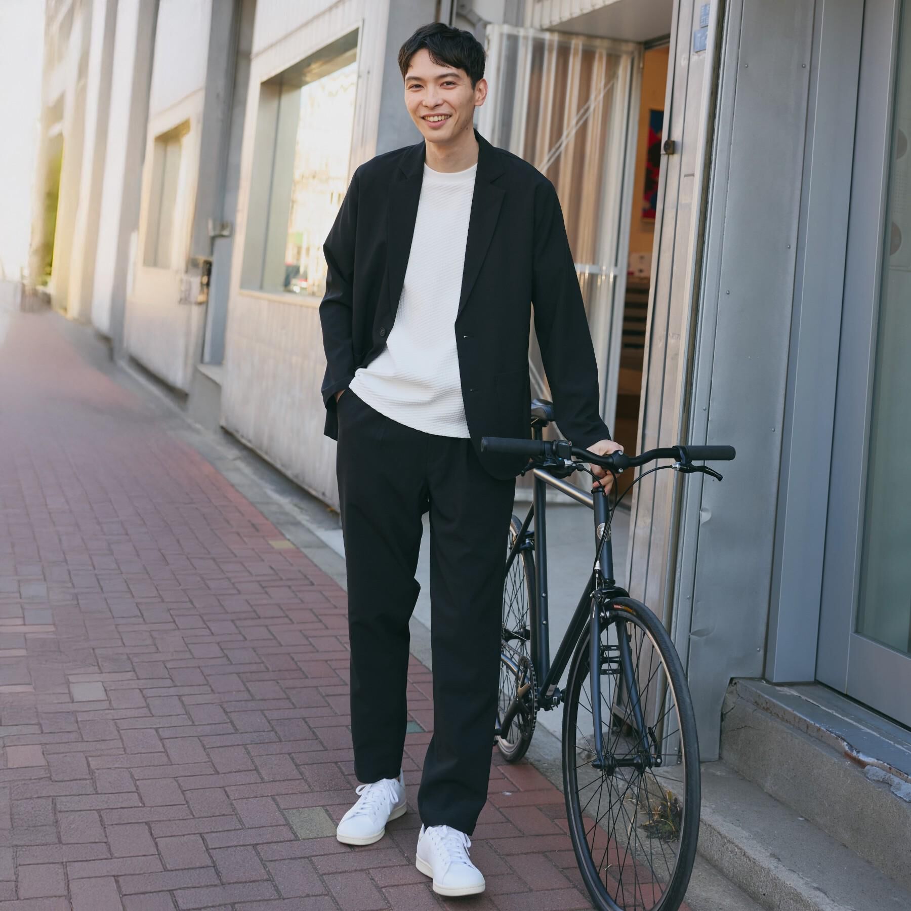 THE SHOP TK「【上下2点セット】ジャケット＋パンツ イージーセットアップ 防シワ／ストレッチ／洗濯機OK」|テーラードジャケット|ブラック(019)