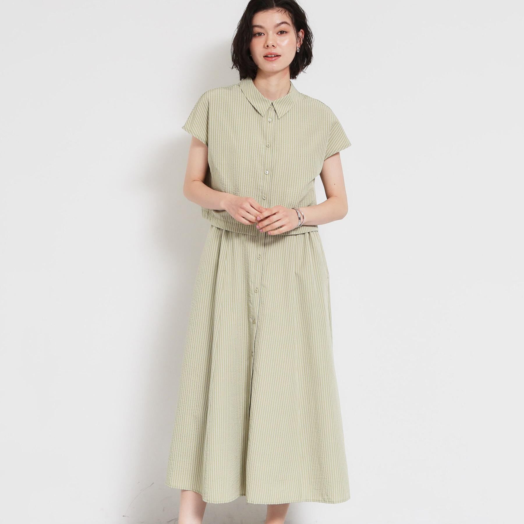 THE SHOP TK「サッカードッキング風ワンピース」|ワンピース|ミントグリーン(32