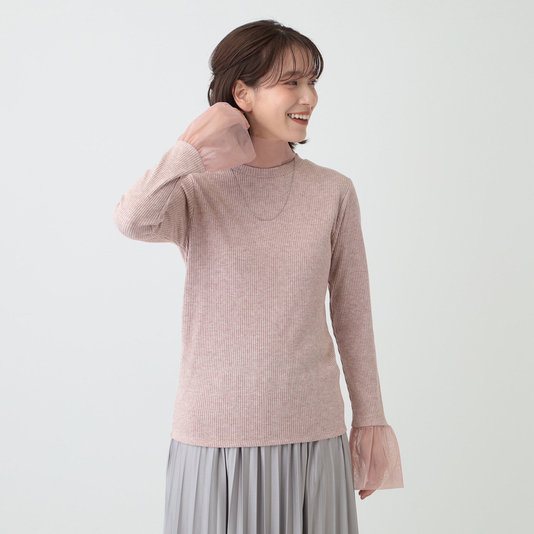 SHOO･LA･RUE「【S-LL】チュール切替リブインナートップス」|Tシャツ・カットソー|