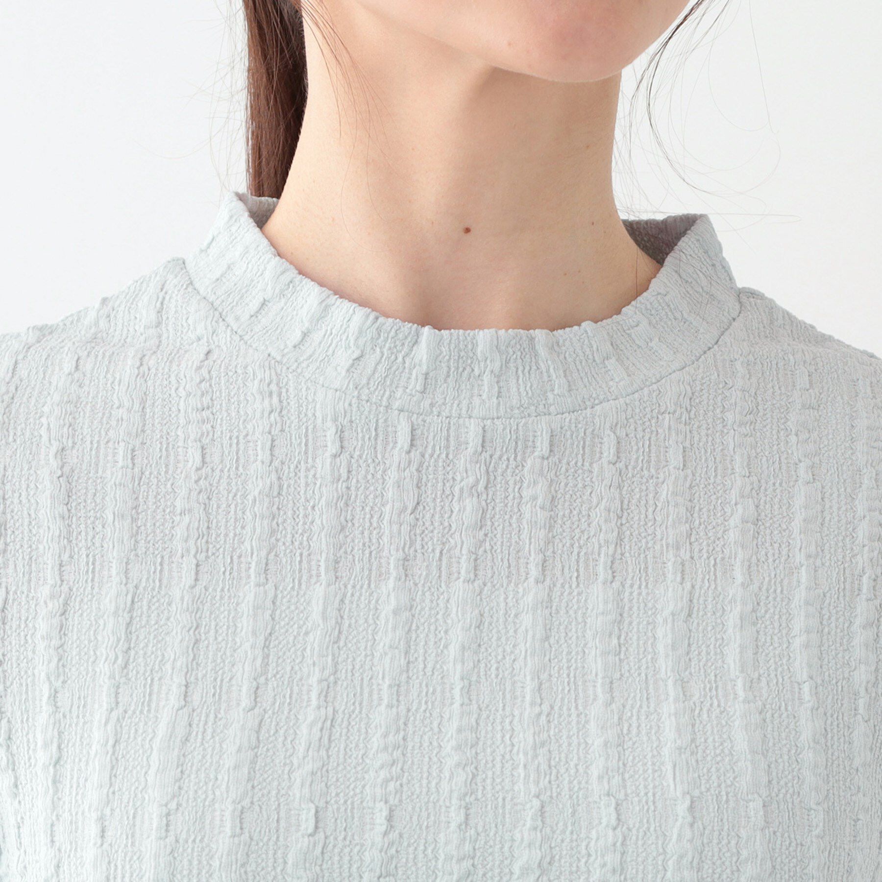 SHOO･LA･RUE「【S-LL】一枚でもインナーでも ふくれジャカード プチハイネックトップス」|Tシャツ・カットソー|