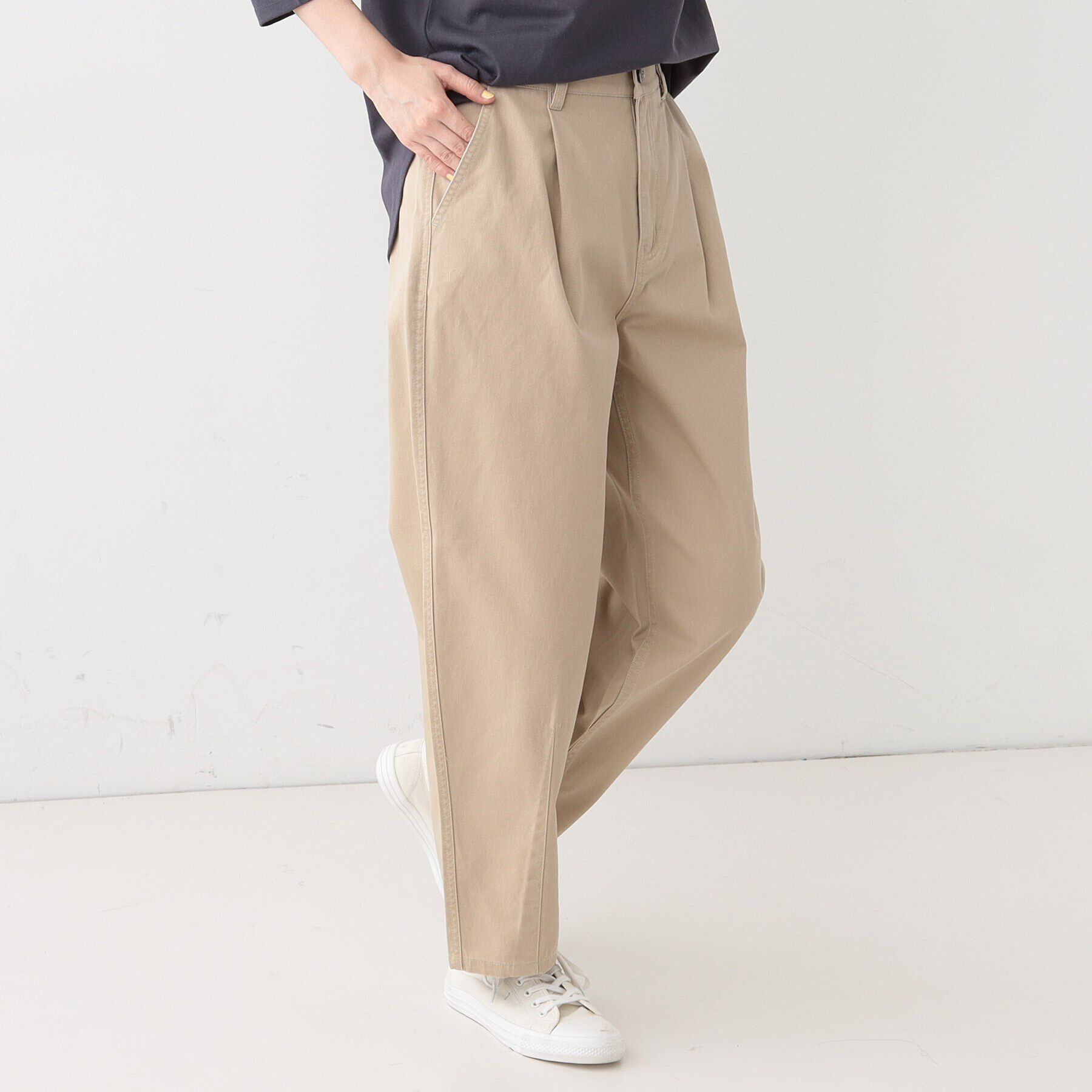 SHOO･LA･RUE「【洗える/S-LL】脚のラインを拾いにくい 綿ツイルカーブパンツ」|その他|