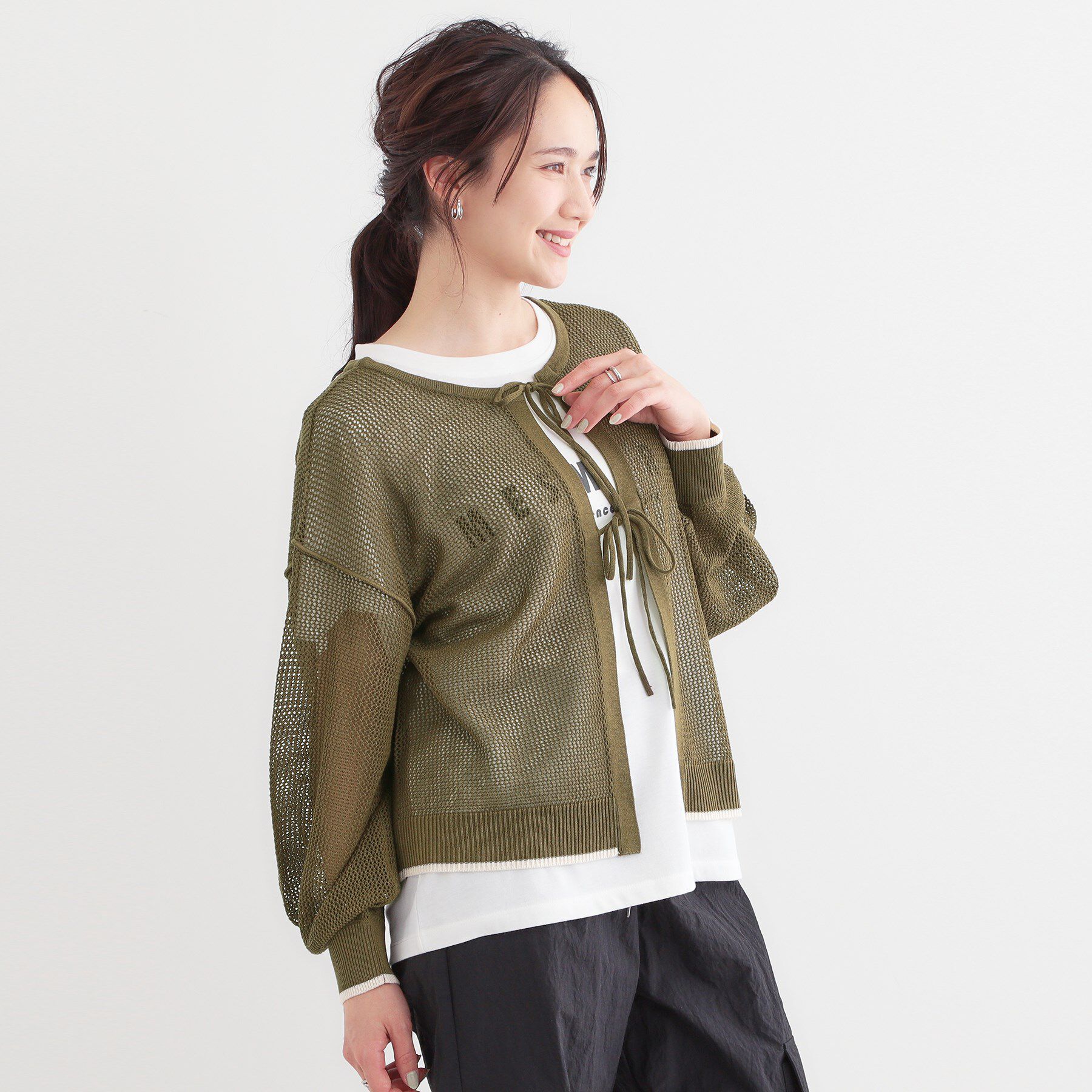 SHOO･LA･RUE「【S-LL/2点セット】前後2WAYで着られるメッシュニット＋ロゴTシャツ」|その他|