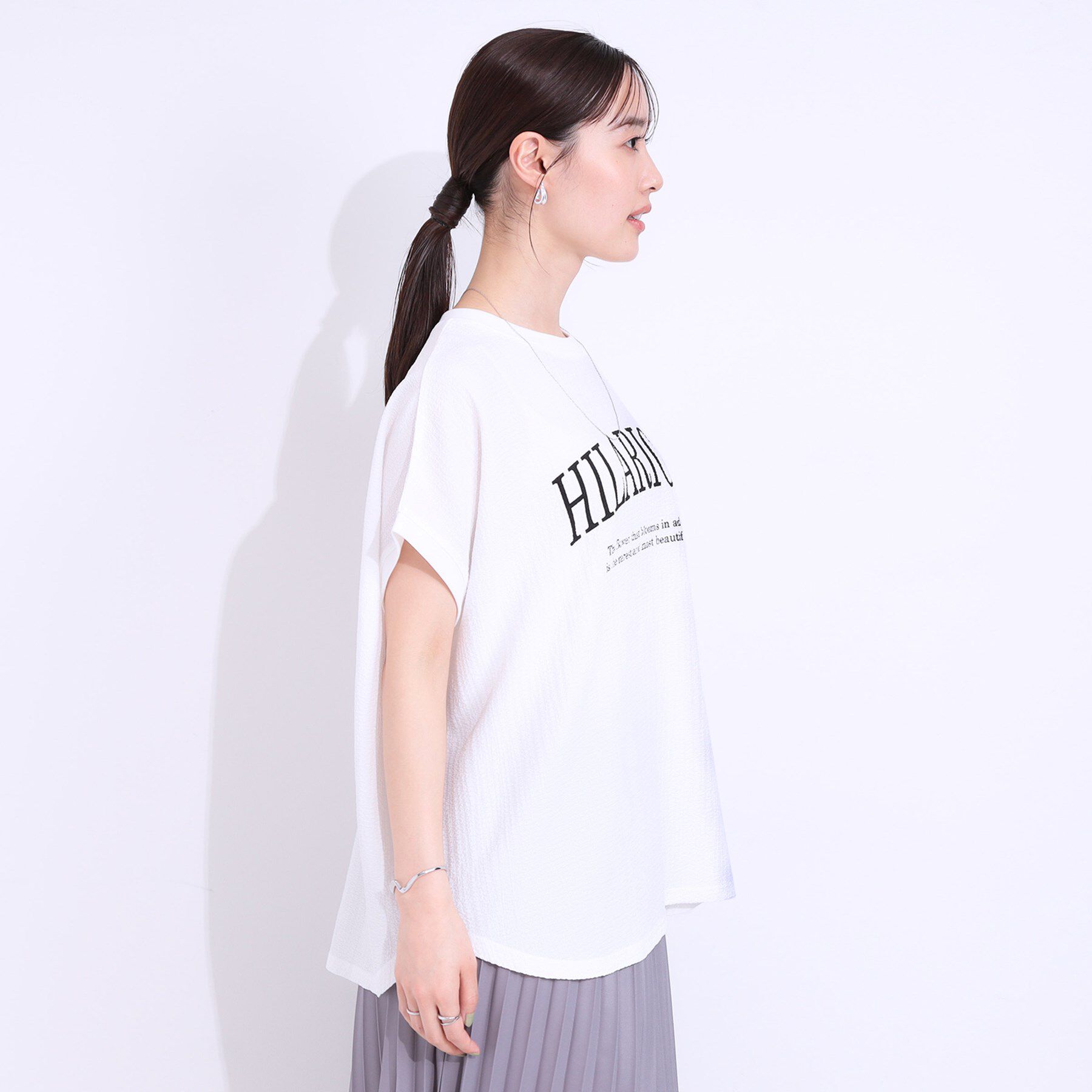 SHOO･LA･RUE「【洗える】ぽこぽこフレンチスリーブTシャツ」|Tシャツ・カットソー|