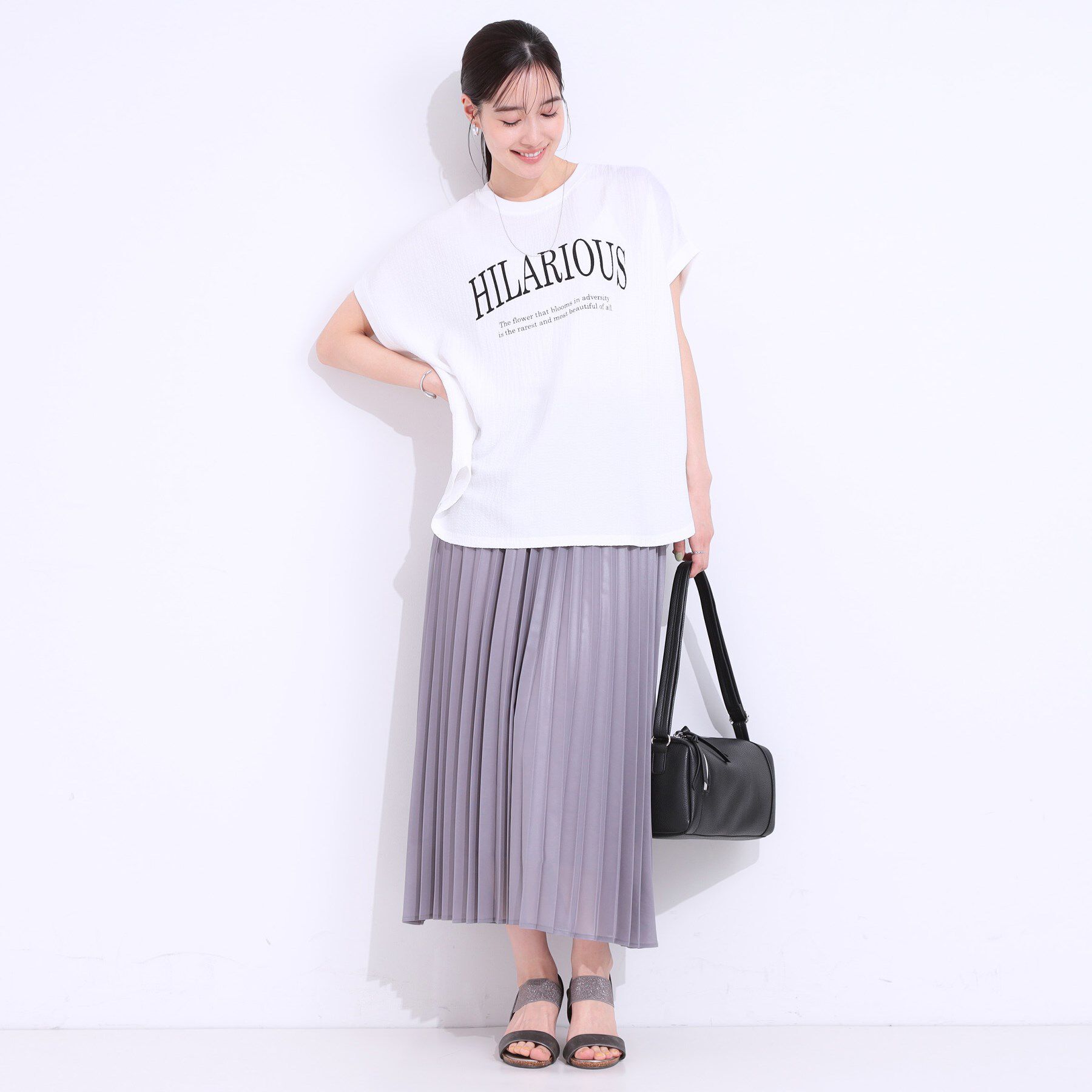 SHOO･LA･RUE「【洗える】ぽこぽこフレンチスリーブTシャツ」|Tシャツ・カットソー|