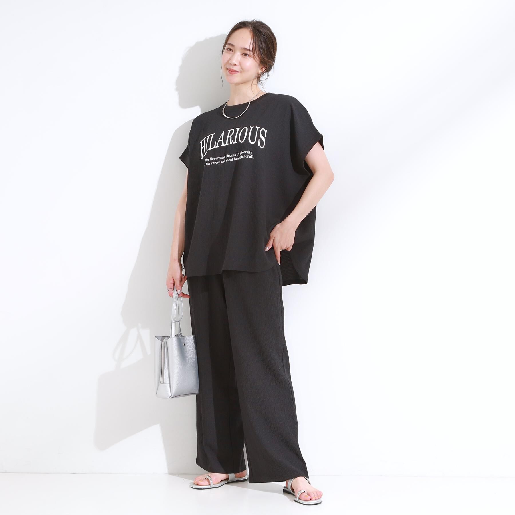 SHOO･LA･RUE「【洗える】ぽこぽこフレンチスリーブTシャツ」|Tシャツ・カットソー|