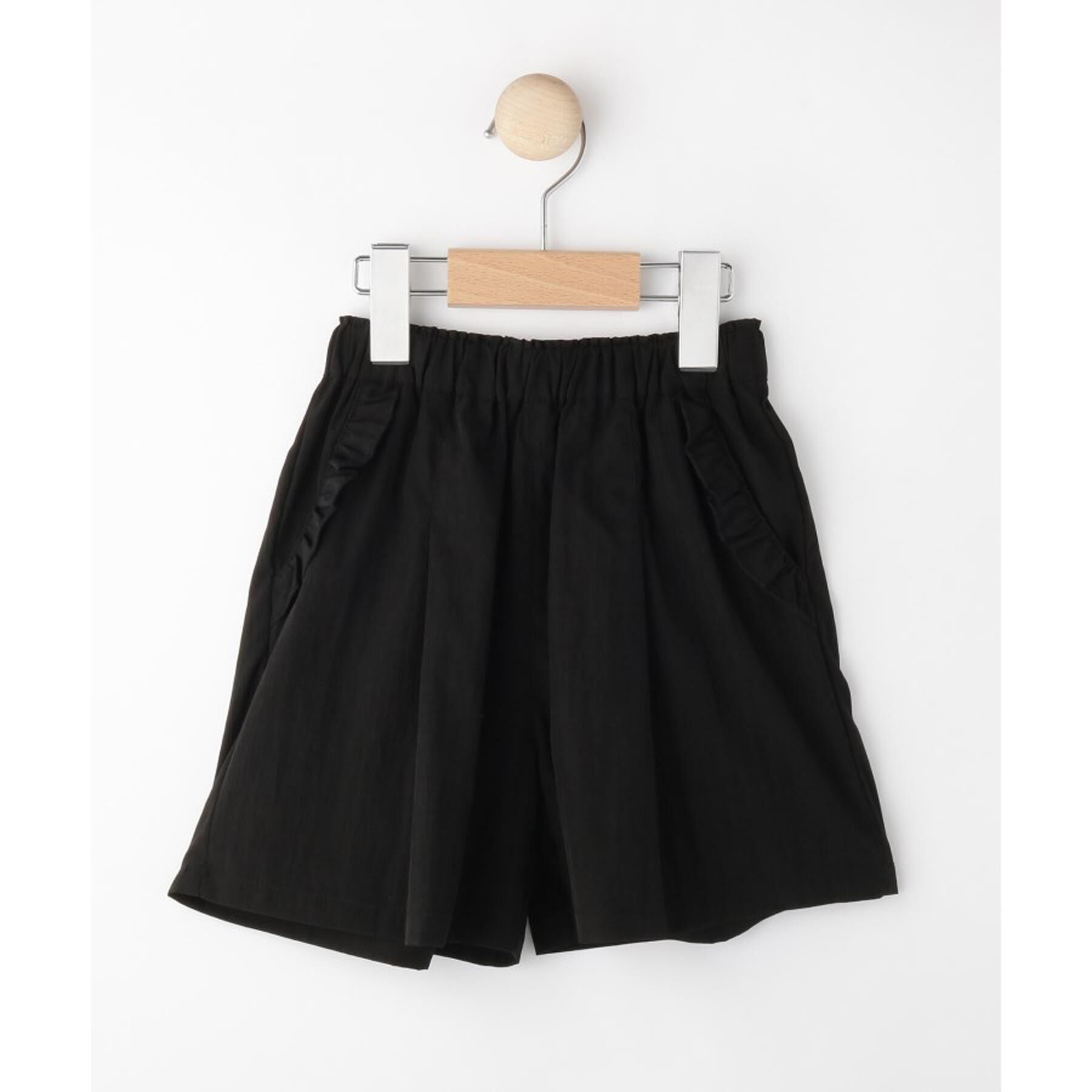 SHOO･LA･RUE「【100-150cm/ひんやり/水陸両用】ポケットフリルキュロット」|キュロット|ブラック(019)