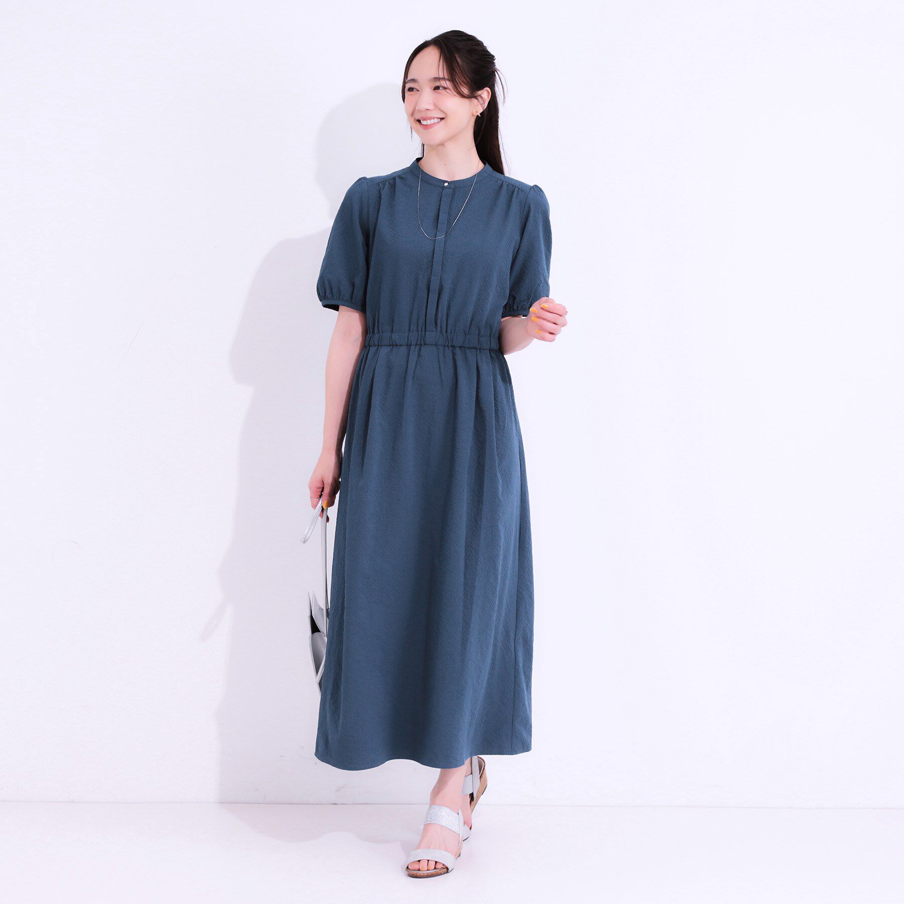 SHOO･LA･RUE「【洗える/S-LL/ひんやり/UV】女性らしさ漂う サッカーワンピース」|ワンピース|