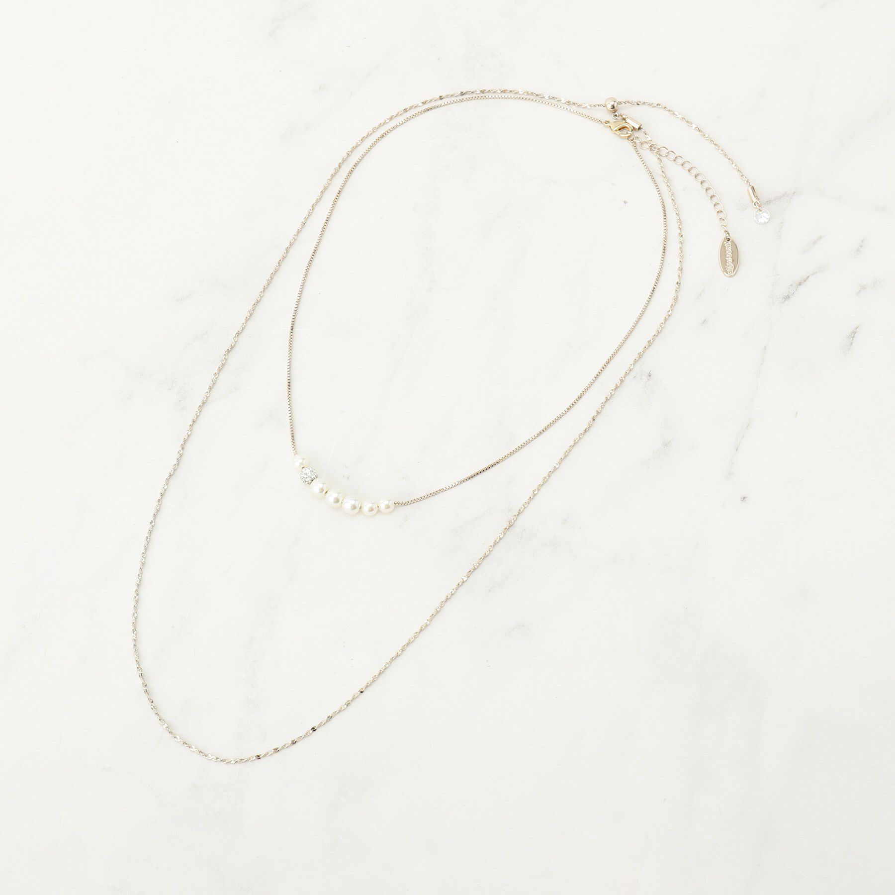 SHOO･LA･RUE「【セレモニー/2本セット】3WAYで楽しめる フェイクパール付きネックレス」|ネックレス|ゴールド(007)