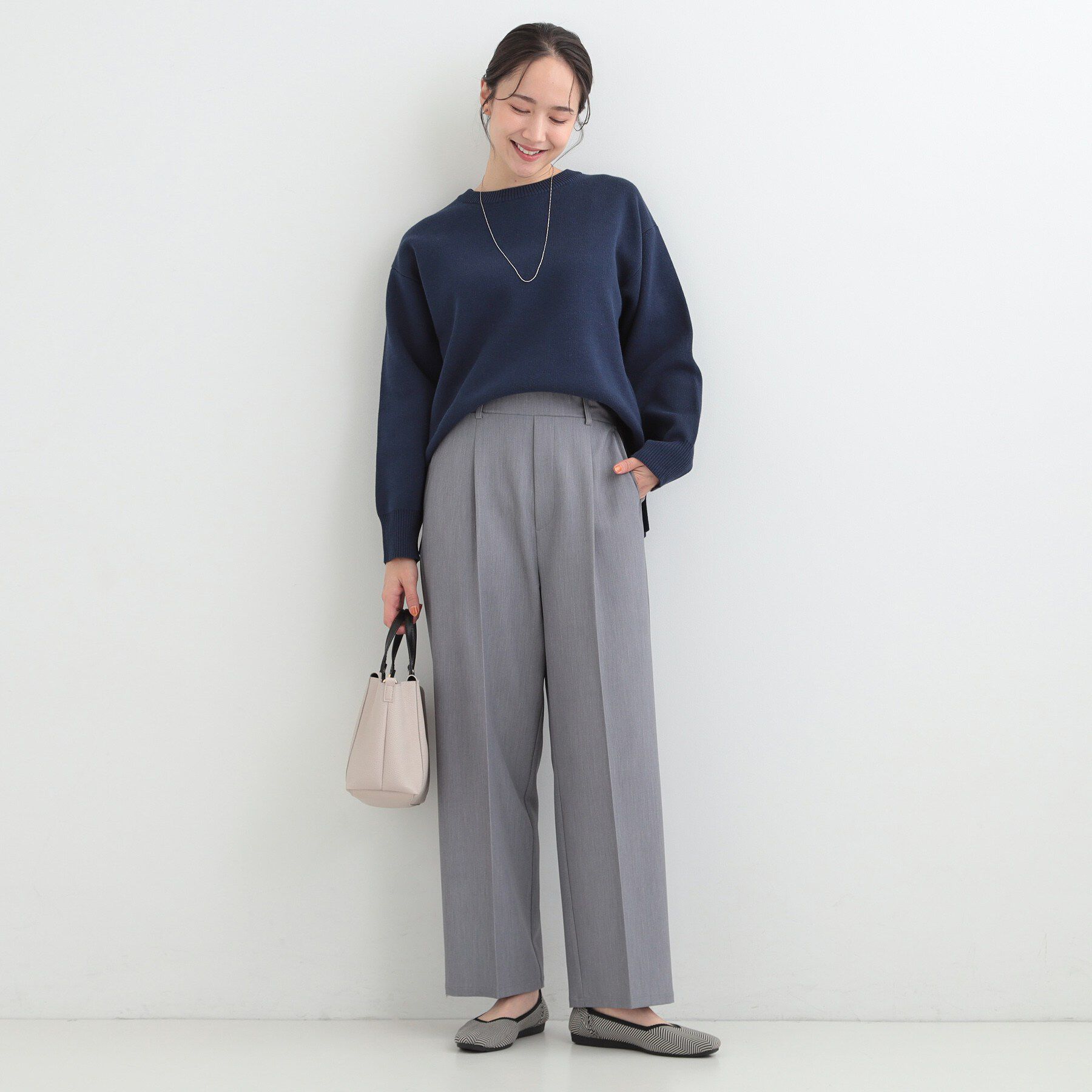 SHOO･LA･RUE「【S-LL/洗濯機可/体型カバー】大人世代も取り入れやすい スウェットライクニット」|ニット・セーター|