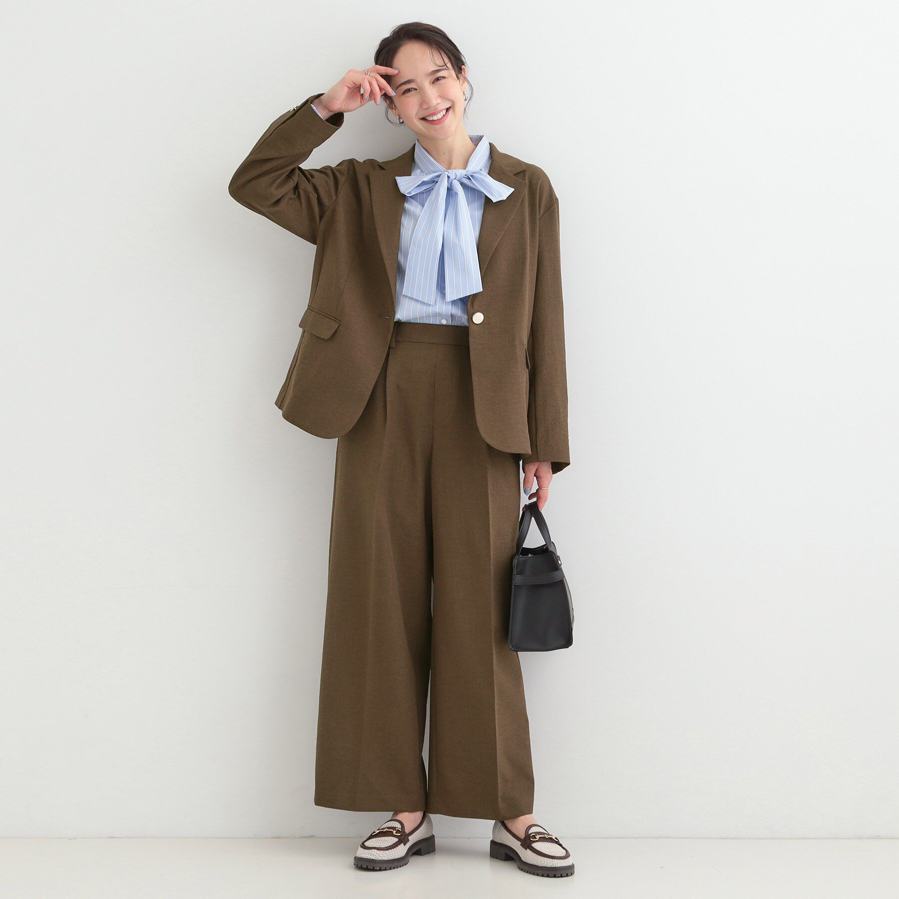 SHOO･LA･RUE「【洗濯機可/セットアップ可/UV/SS-LL】きちんとリラックス きれい見えワイドパンツ」|その他|