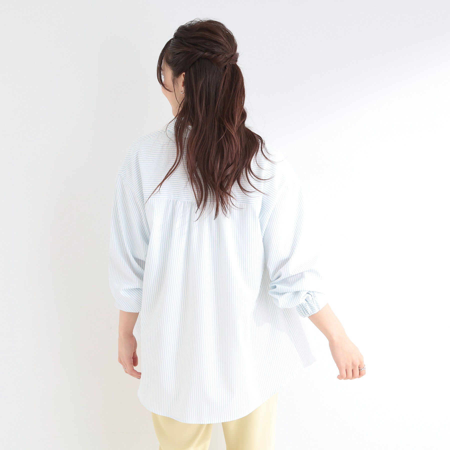 SHOO･LA･RUE「【ひんやり/UV/吸水速乾/洗濯後しわになりにくい】ラッシュガードにもなる ストライプシャツ」|シャツ・ブラウス|