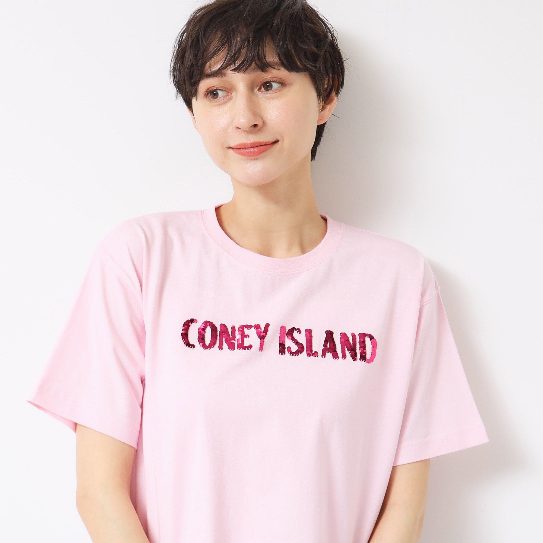 Dessin「【洗える】スパンコールロゴTシャツ（XS～L）」|Tシャツ・カットソー|ピンク(071)