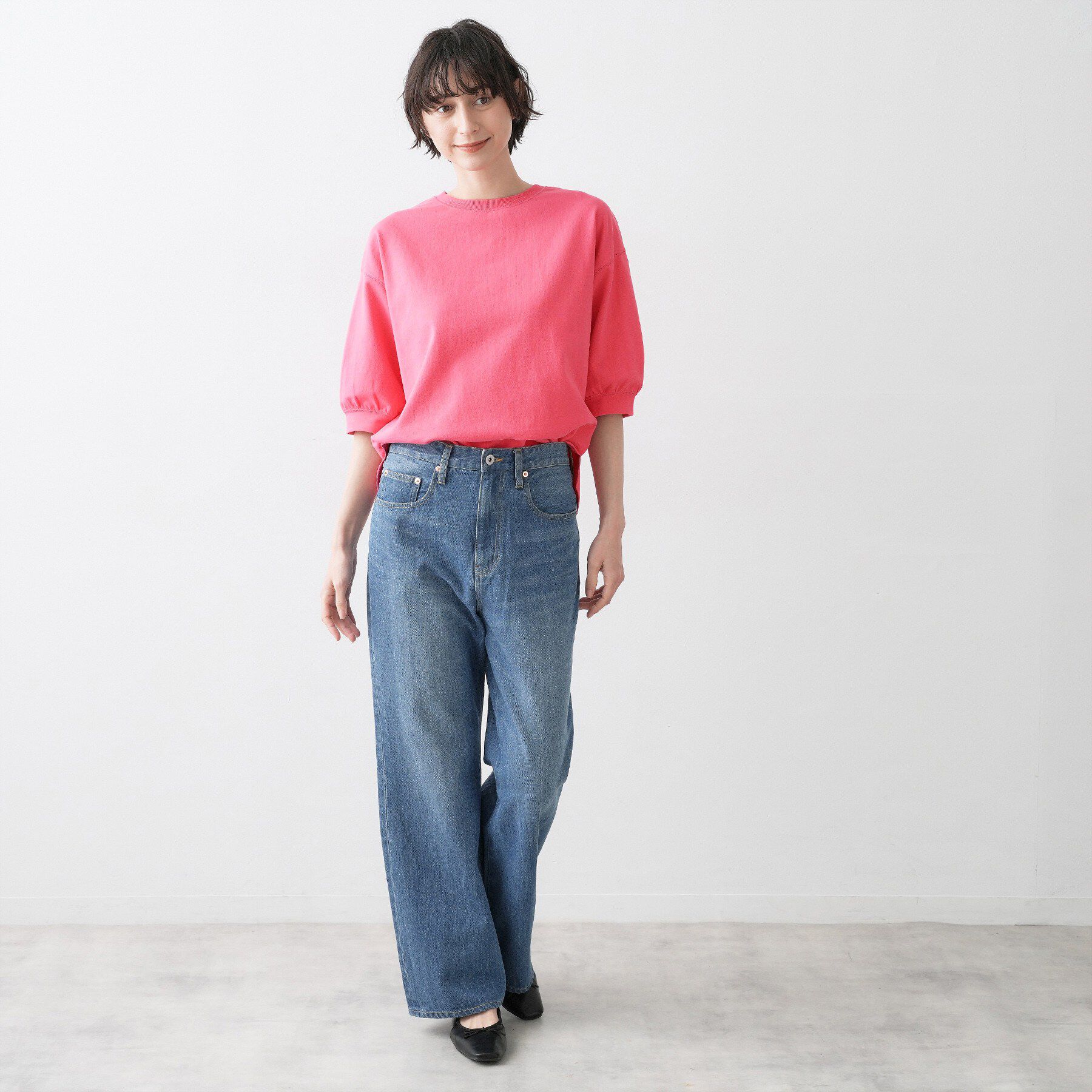 Dessin「【新色追加／360度可愛い】バックヘンリーカットソー5分袖」|Tシャツ・カットソー|