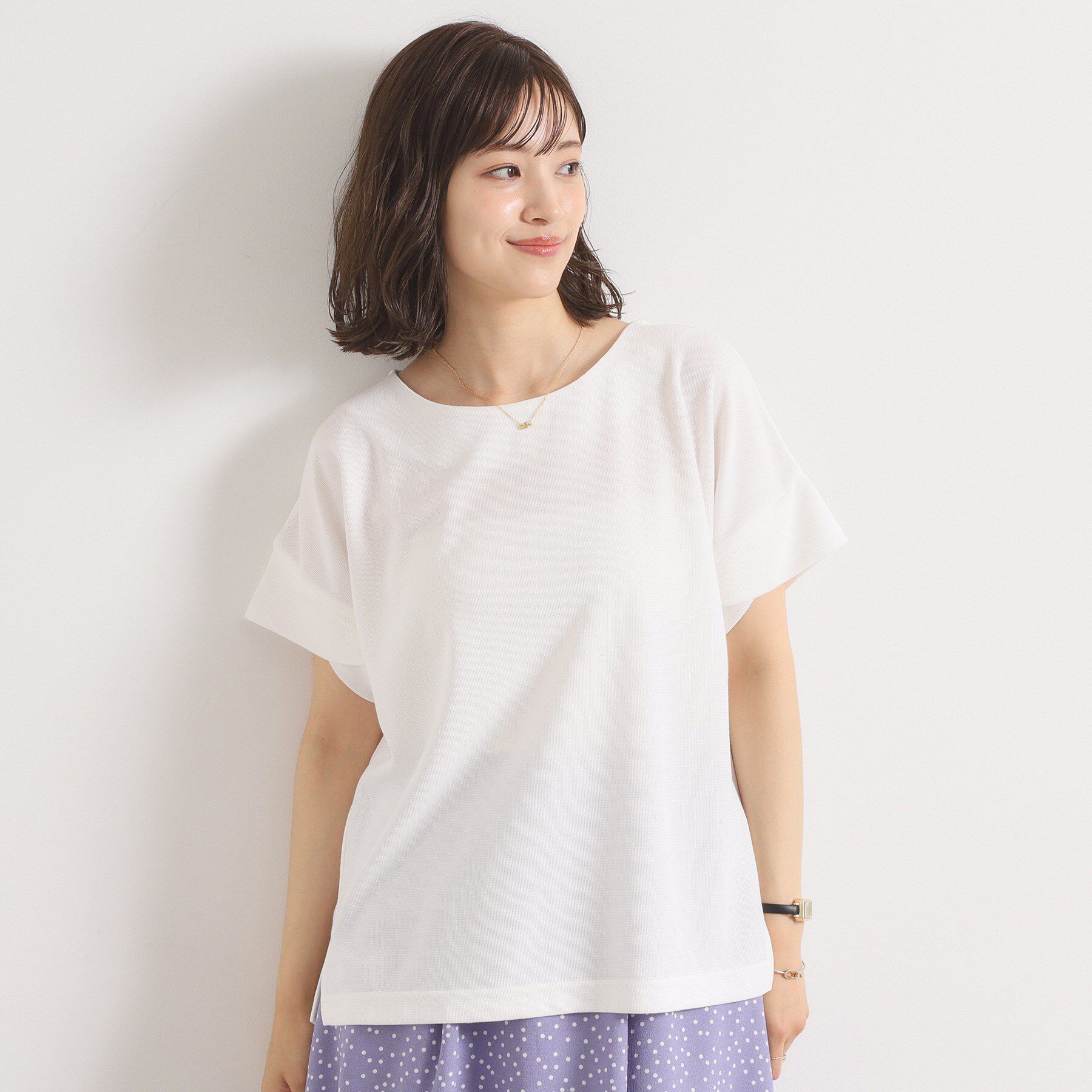ITS&rsquo;DEMO「【接触冷感／吸水速乾／洗濯機OK】サカリバ袖タックプルオーバー」|Tシャツ・カットソー|オフホワイト(003