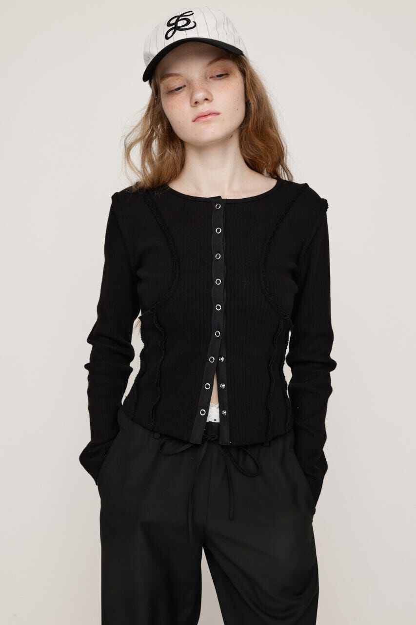 SLY「FRONT BUTTON CUT RIB トップス」|Tシャツ・カットソー|