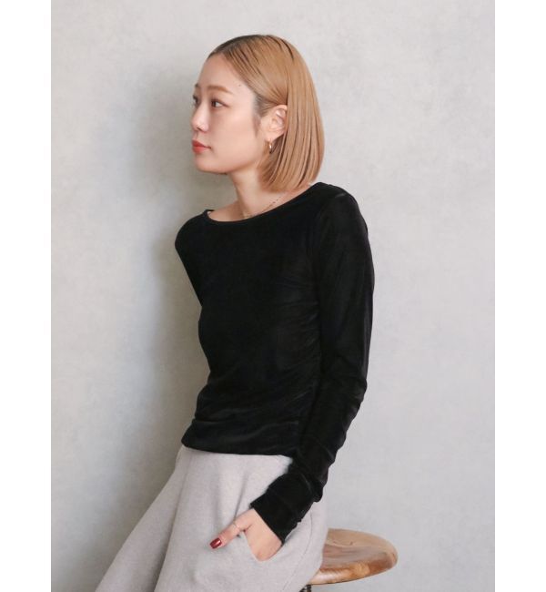 Ungrid「バックオープンドットシアーベロアロングスリーブTee」|Tシャツ・カットソー|