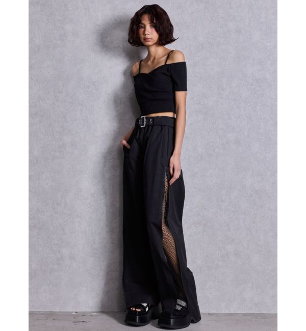 GYDA「SIDE ZIPメッシュスリットパンツ」|その他|