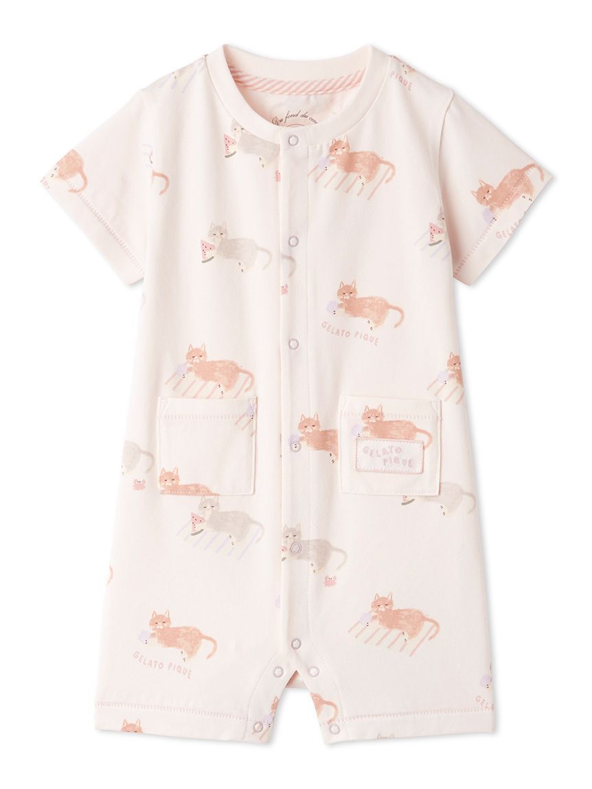GELATO PIQUE KIDS & BABY「【BABY】シーサイドキャット柄半袖ロンパース」|ロンパース|