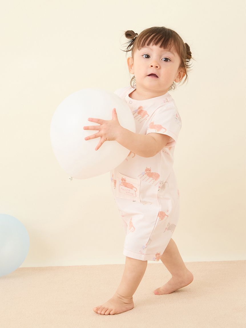 GELATO PIQUE KIDS & BABY「【BABY】シーサイドキャット柄半袖ロンパース」|ロンパース|