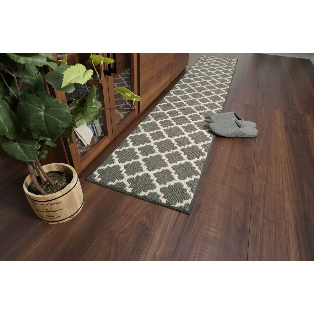 BACKYARD FAMILY「キッチンマット 240cm 通販 おしゃれ 洗える 北欧 調 台所マット 台所用品 モロッカン」|その他|グレー1