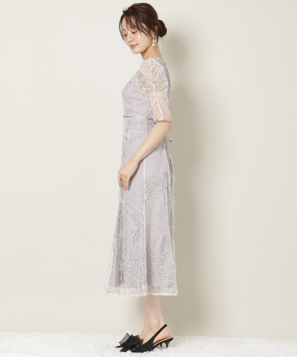 WILLSELECTION「刺繍レースアシンメトリーマーメイドワンピース」|ドレス|