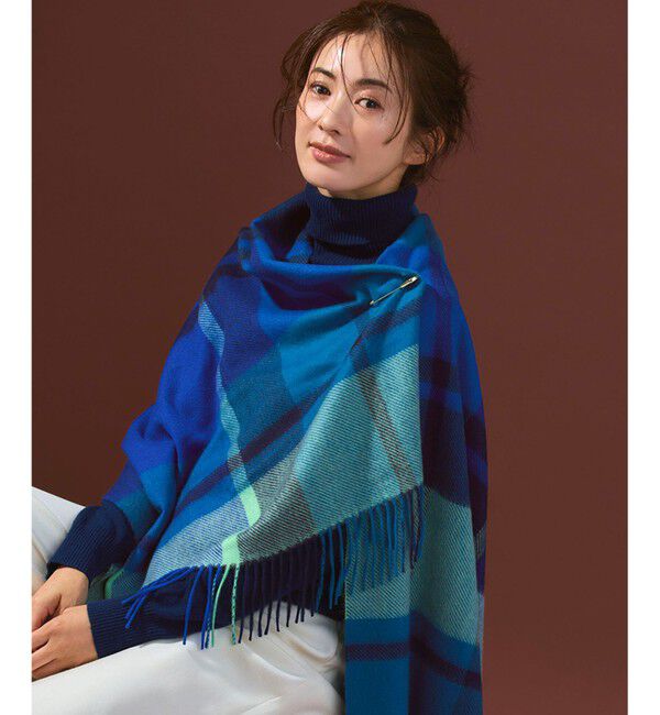 23区「【VERY掲載】カシミヤ チェック ストール」|ストール|ブルー系