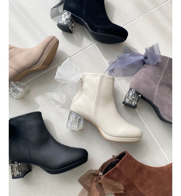  「☆取り外しできるリボンブーツ」|ショートブーツ|ｱｲﾎﾞﾘｰ柄
