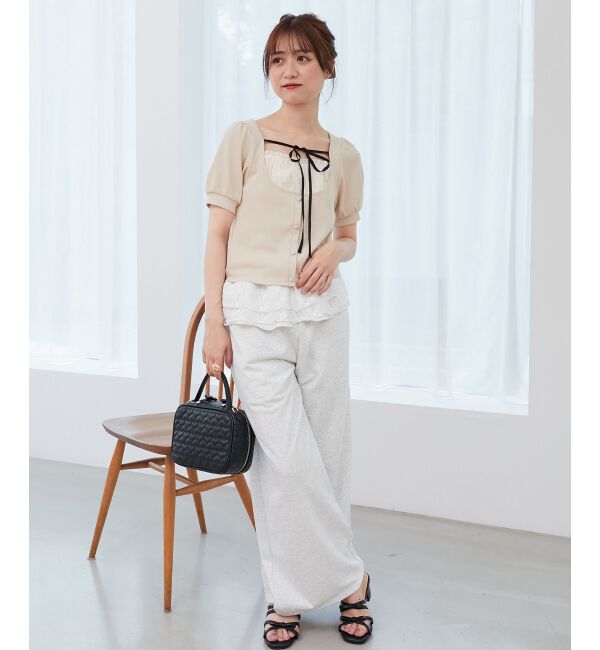  「ギャザードッキングカットトップス」|Tシャツ・カットソー|