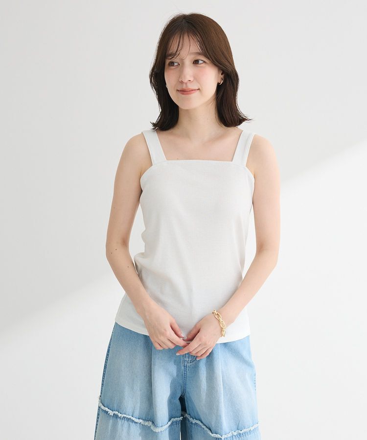 Green Parks「スクエアラメタンクトップ」|インナー|Off White