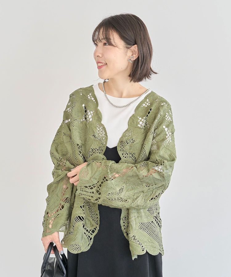 Green Parks「・ELENCARE DUE レーシーカーディガン」|カーディガン|