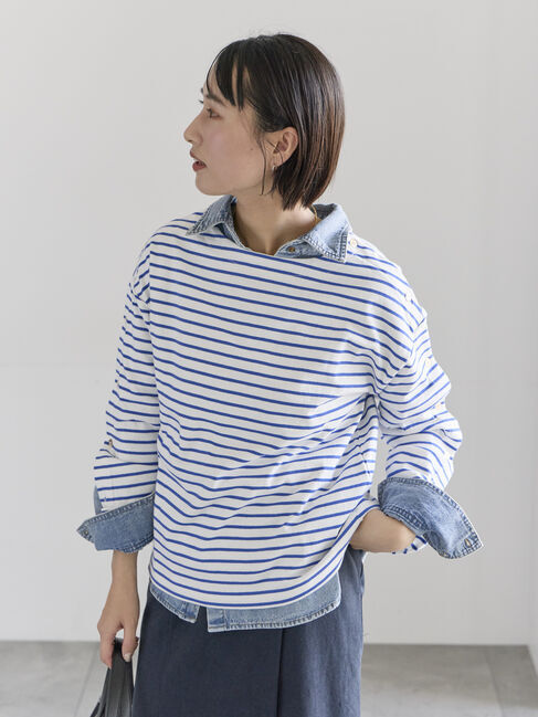 Te chichi「ショルダー釦ボーダーカットソー《2026 spring catalog item》」|Tシャツ・カットソー|ブルー