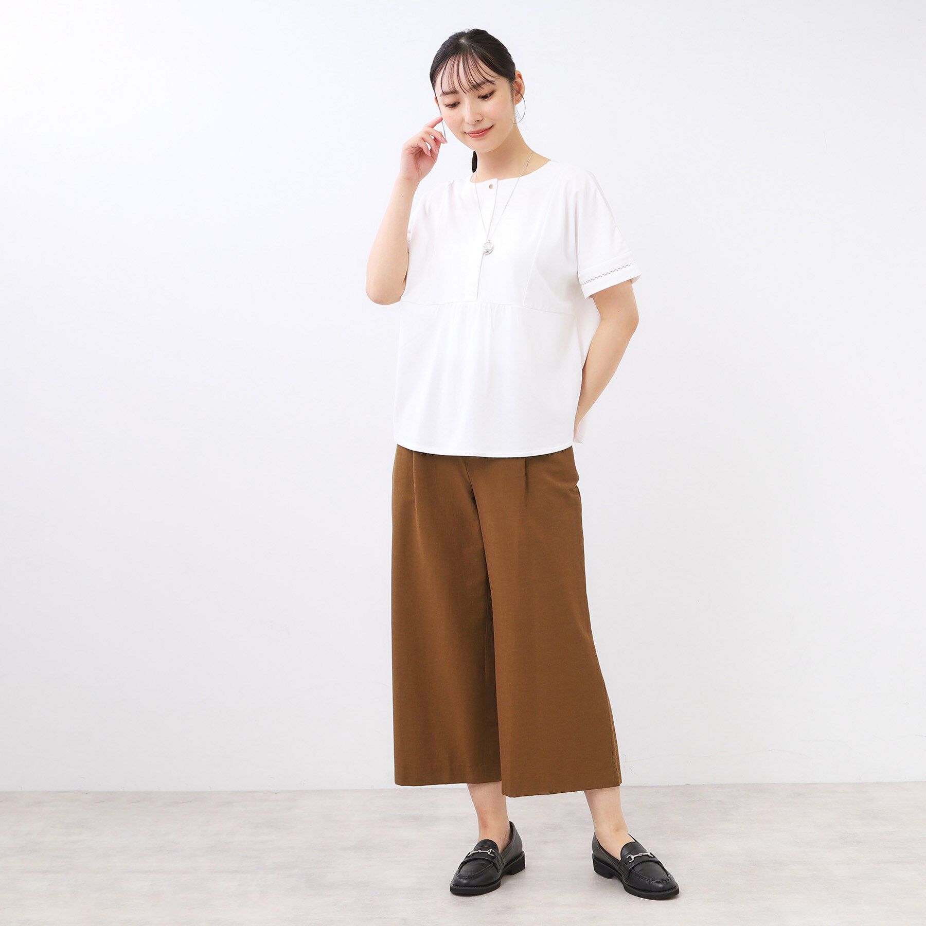 Reflect「【お腹・腰周りすっきり見え◎】ストレッチワイドクロップドパンツ」|その他|