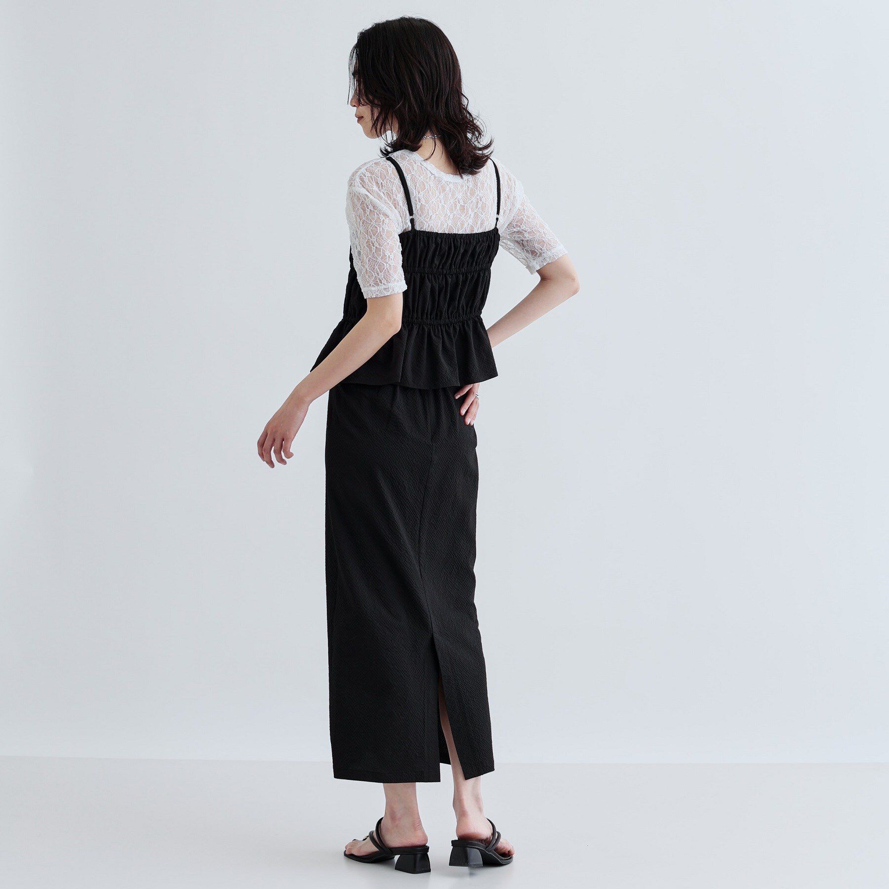 GALLEST「【セットアップ可能】スクエアサッカースリットスカート【洗える/カセット服】」|スカート|