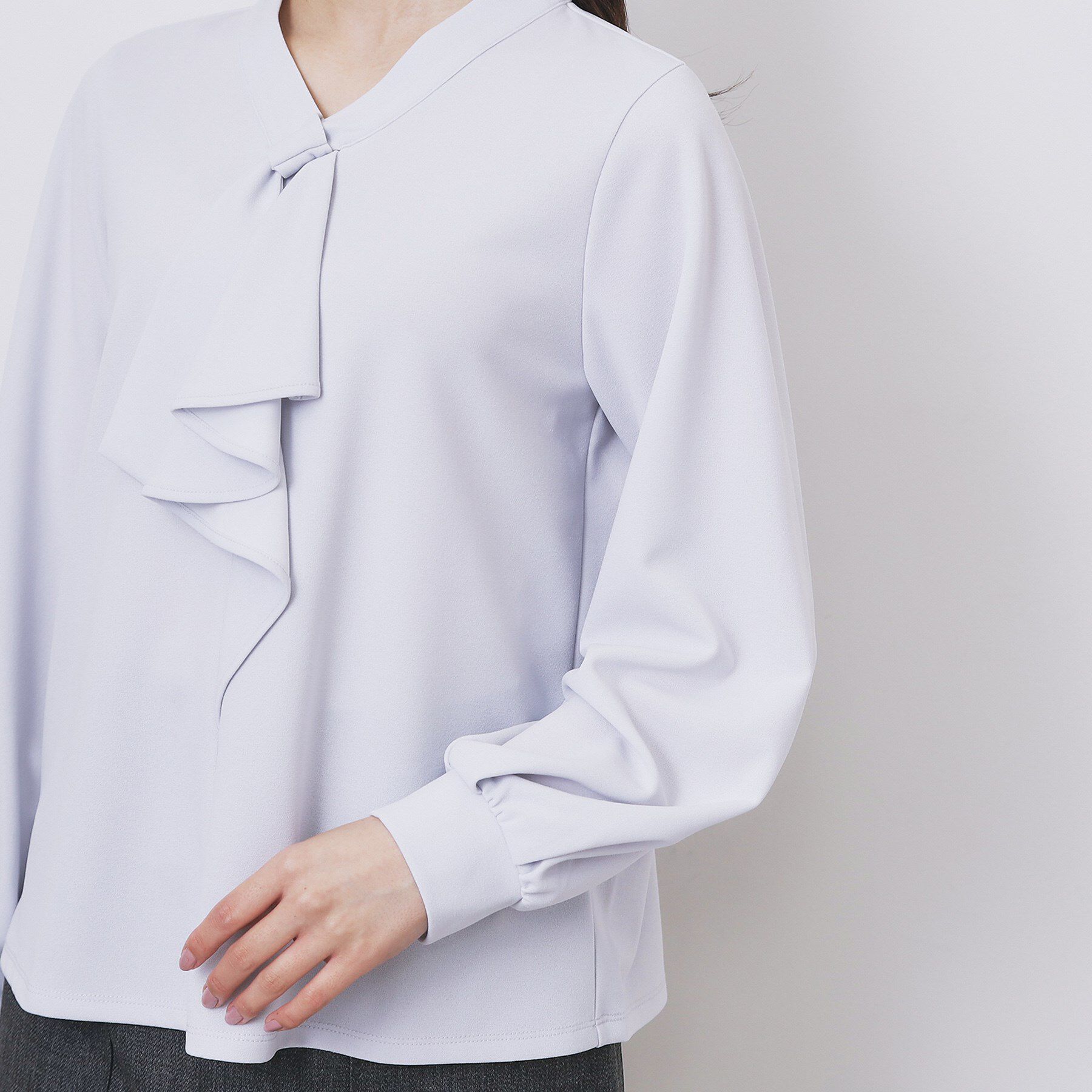 index「ボウタイフリルトップス【洗濯機OK／ストレッチ／イージーアイロン／防シワ】《S～3L》」|Tシャツ・カットソー|