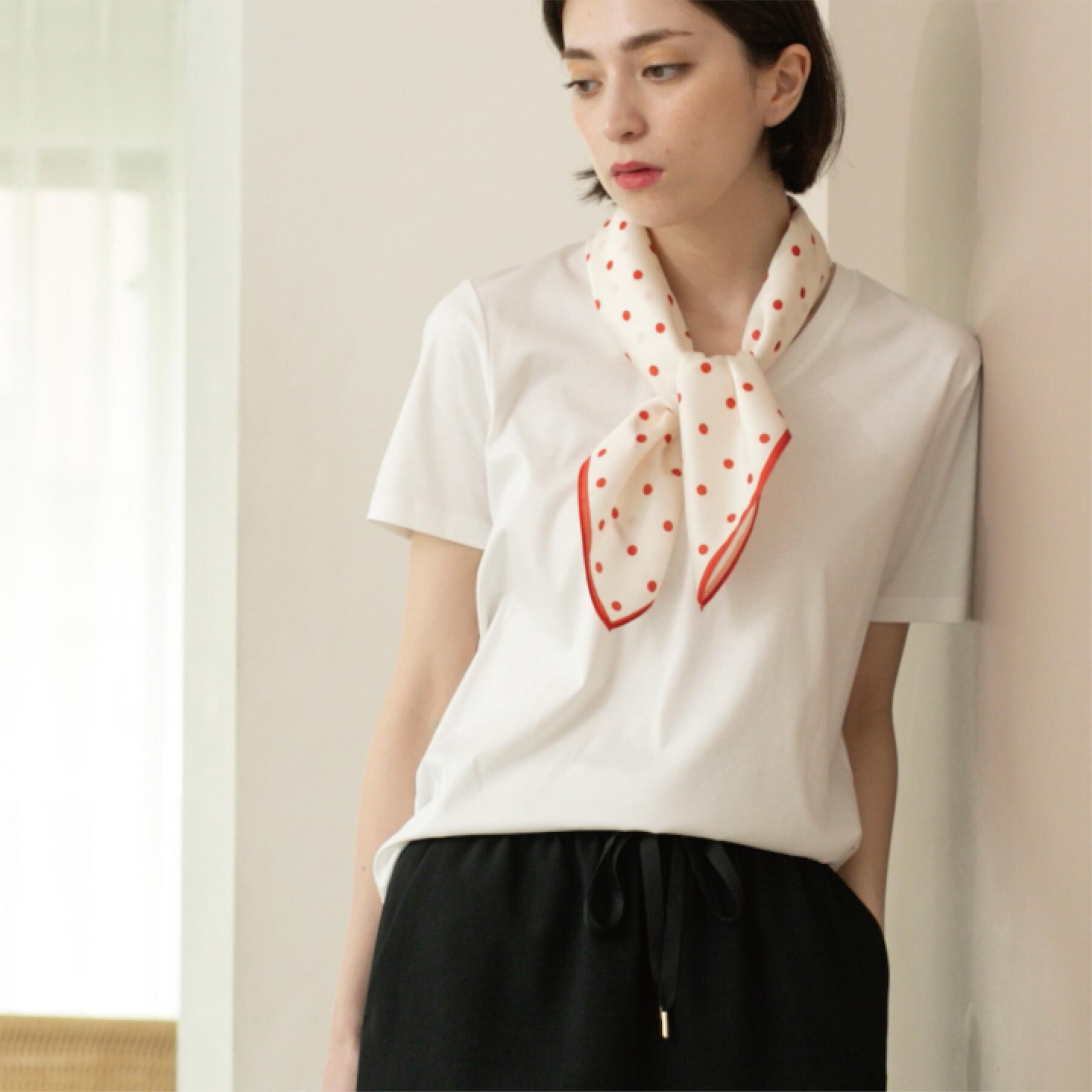 OPAQUE.CLIP「《5色展開／SS-LLサイズ》VネックベーシックTシャツ【接触冷感／洗濯機洗い可】」|Tシャツ・カットソー|ホワイト(001)