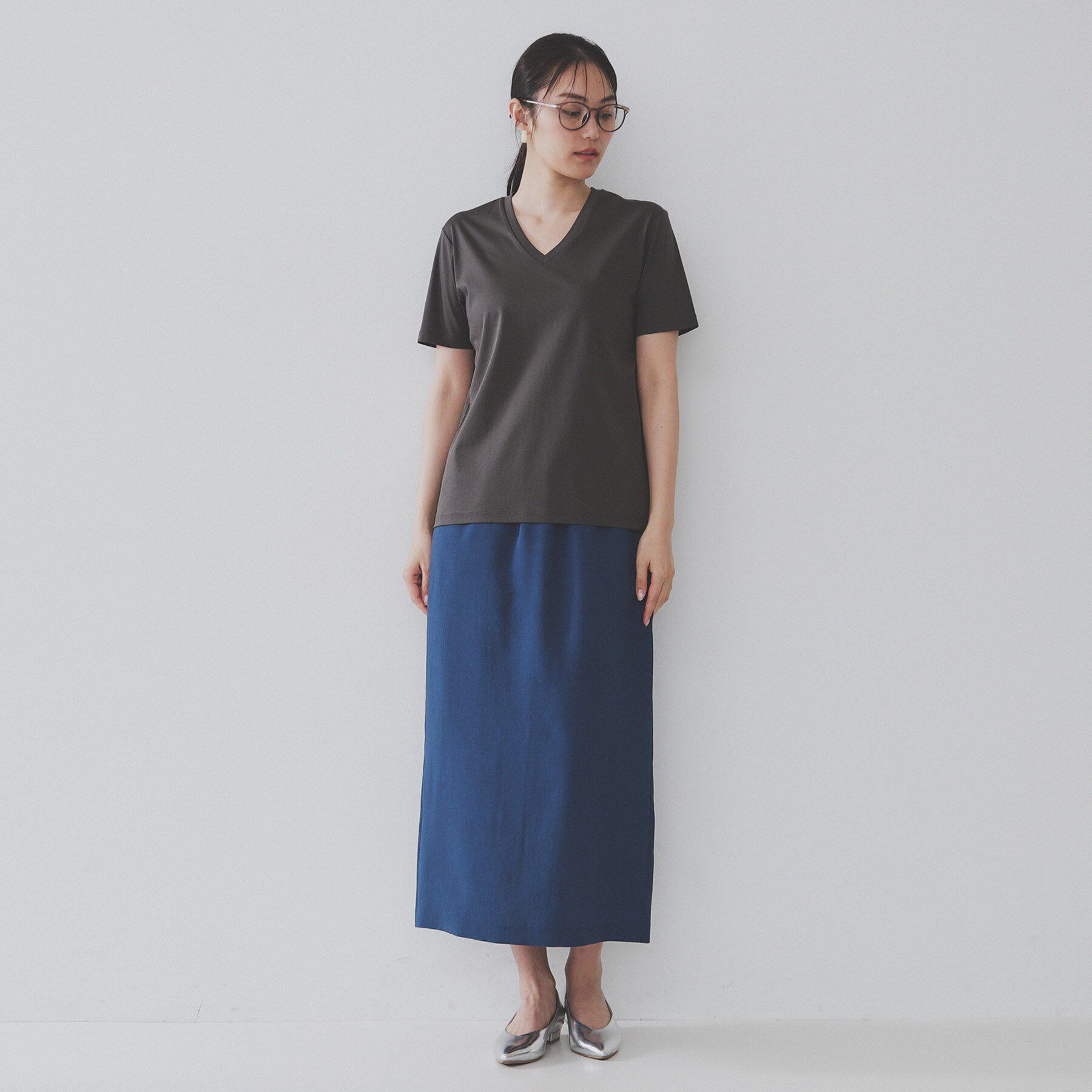 OPAQUE.CLIP「《5色展開／SS-LLサイズ》VネックベーシックTシャツ【接触冷感／洗濯機洗い可】」|Tシャツ・カットソー|