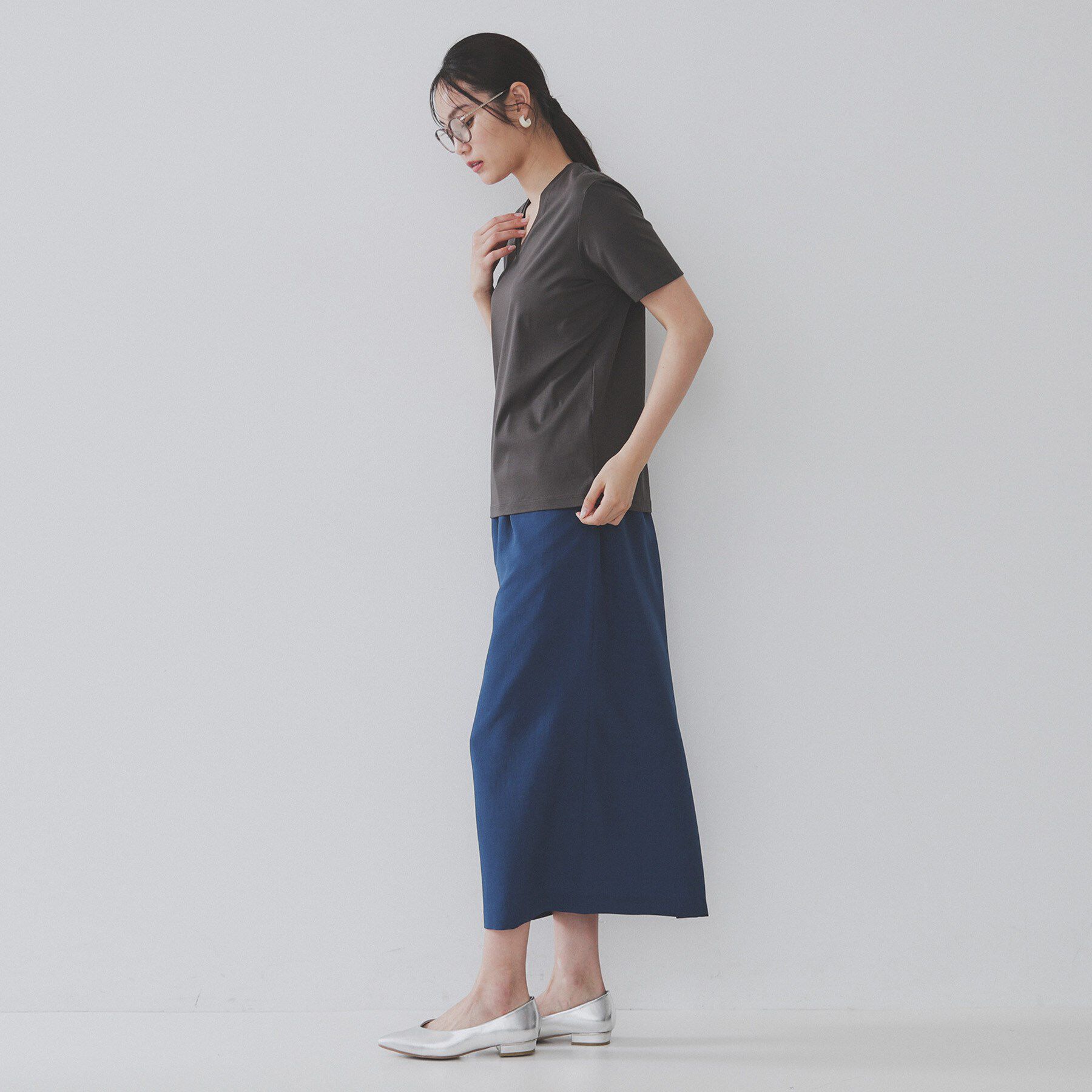 OPAQUE.CLIP「《5色展開／SS-LLサイズ》VネックベーシックTシャツ【接触冷感／洗濯機洗い可】」|Tシャツ・カットソー|