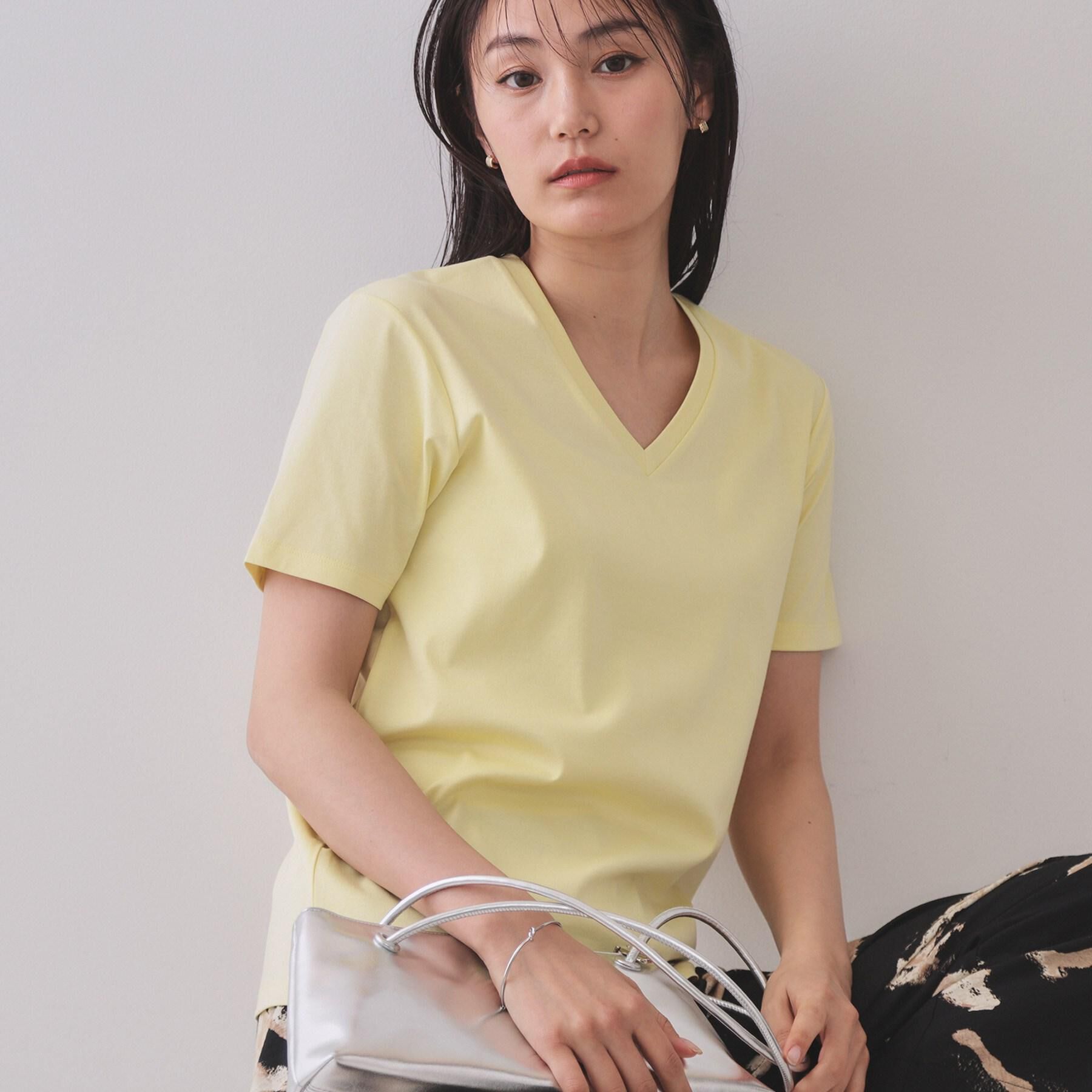 OPAQUE.CLIP「《5色展開／SS-LLサイズ》VネックベーシックTシャツ【接触冷感／洗濯機洗い可】」|Tシャツ・カットソー|