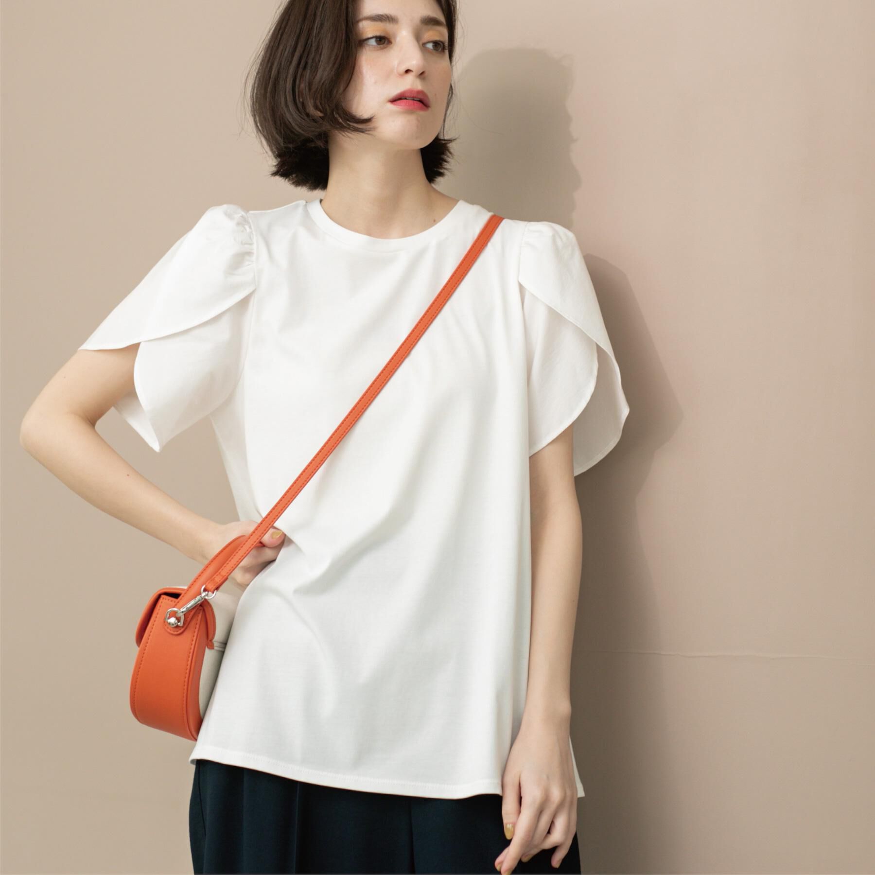 OPAQUE.CLIP「チューリップスリーブドッキングカットソー【洗濯機洗い可／接触冷感】」|Tシャツ・カットソー|