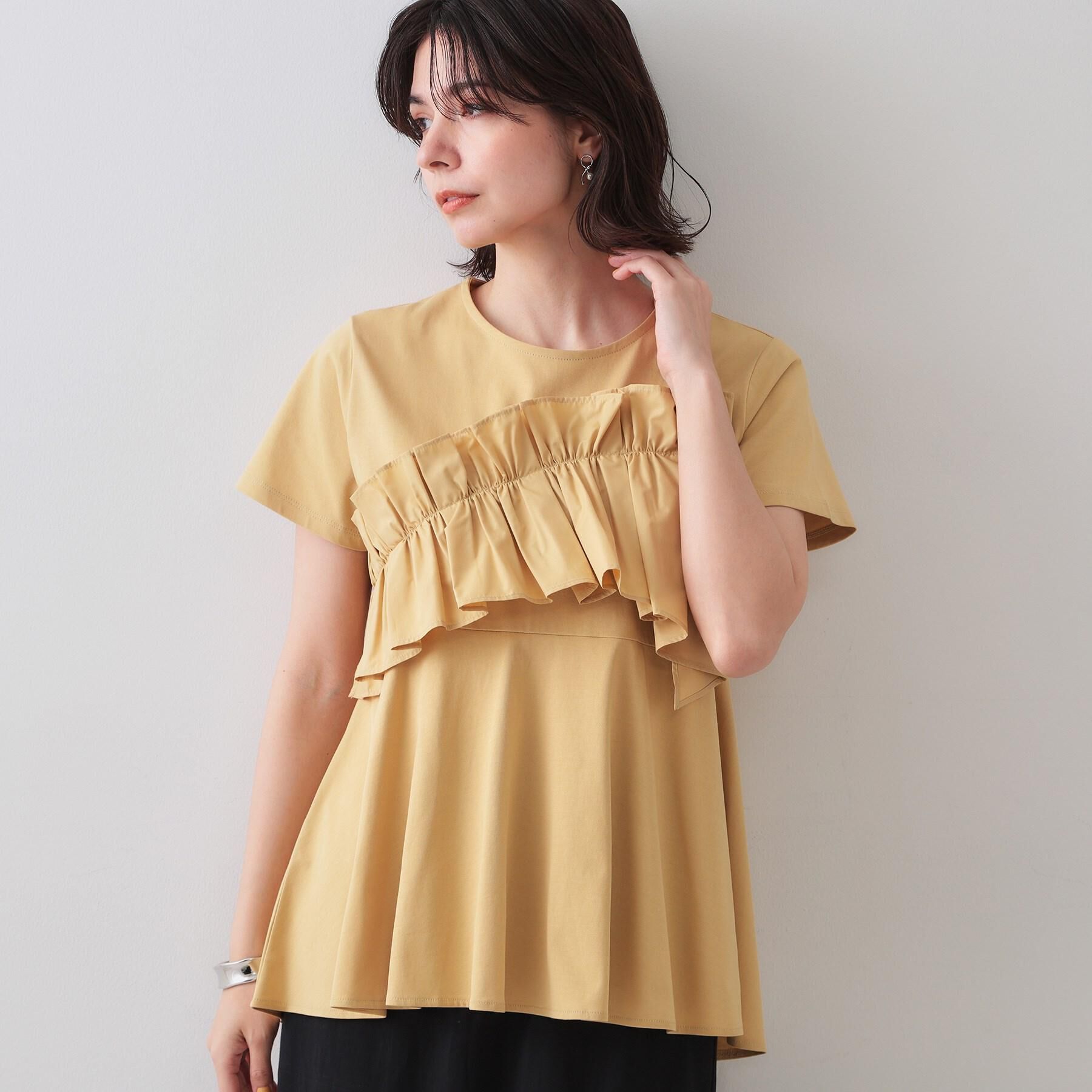 OPAQUE.CLIP「フリルドッキングペプラムトップス【接触冷感／洗濯機洗い可】」|Tシャツ・カットソー|