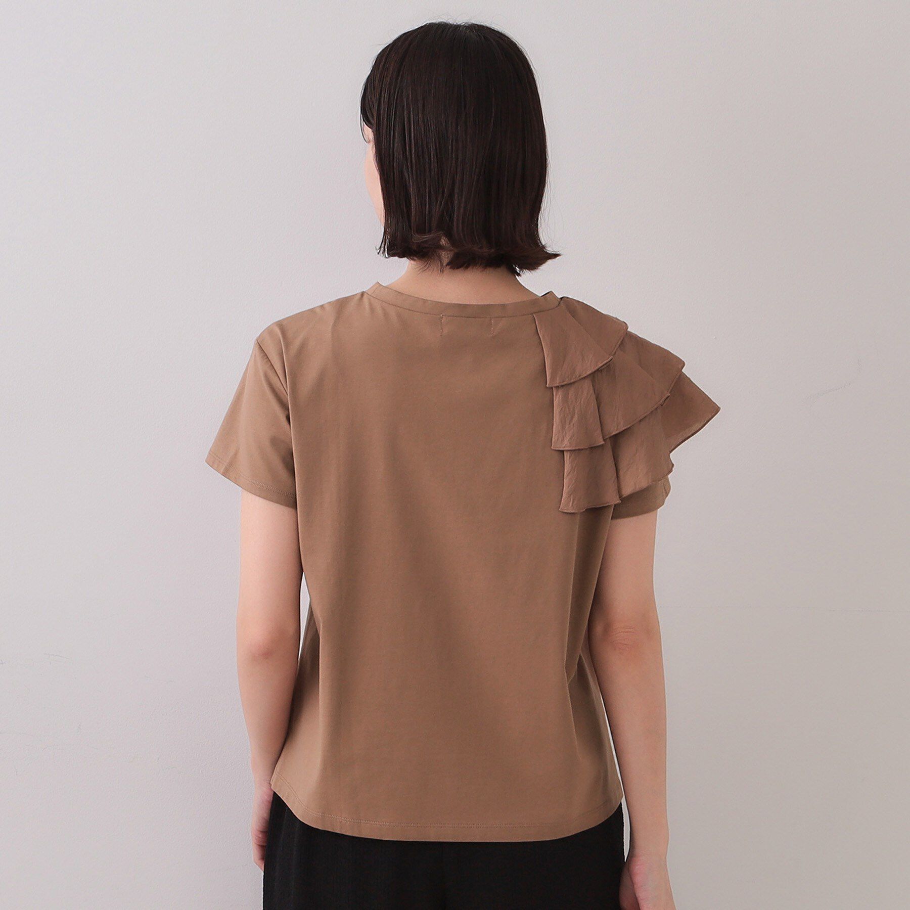 OPAQUE.CLIP「ショルダーフリルドッキングカットソー【UV／接触冷感／洗濯機洗い可】」|Tシャツ・カットソー|