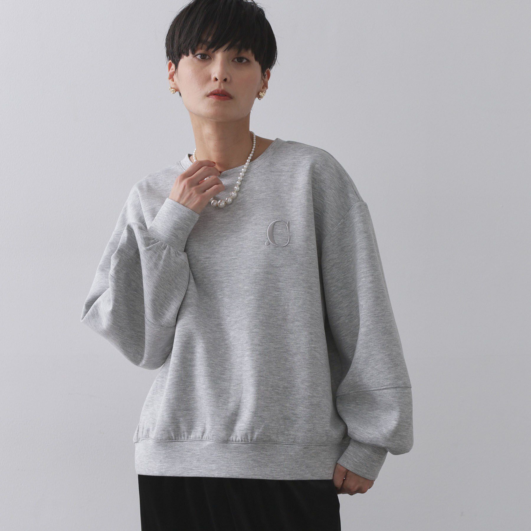 OPAQUE.CLIP「ワンポイント刺繍ダンボールトップス【UVケア／洗濯機洗い可】」|Tシャツ・カットソー|グレー(012)