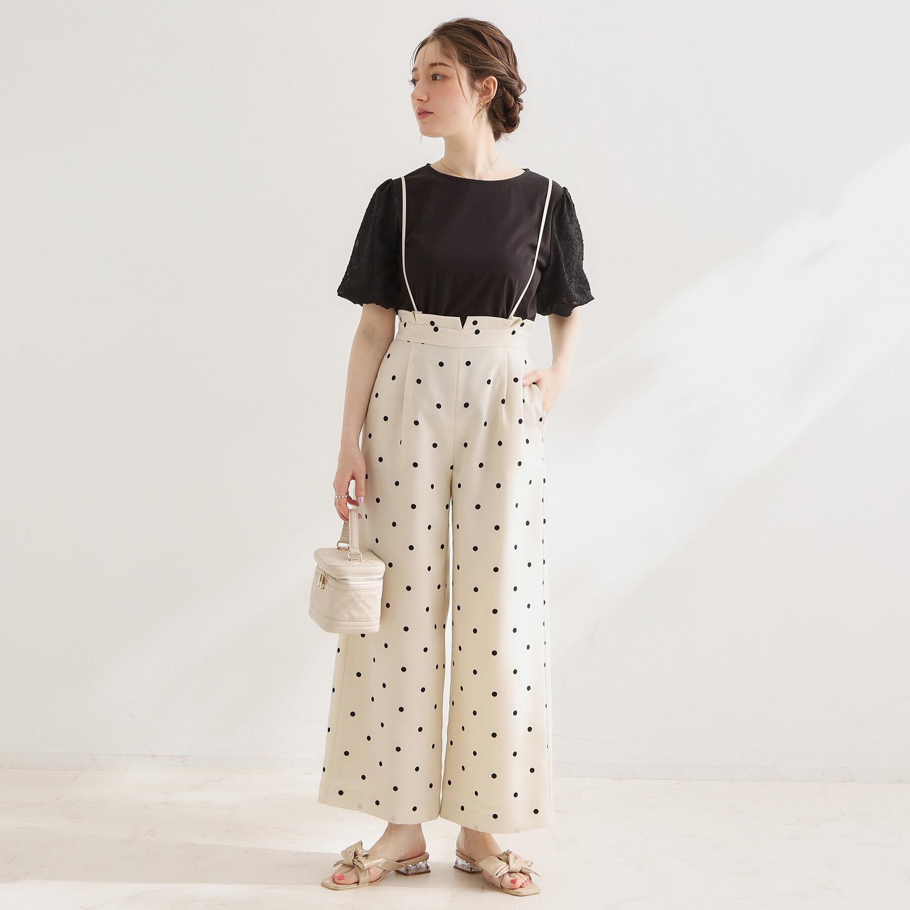 Couture broach「【2WAY・洗える】サスペンダー付き ハイウエストパンツ」|その他|