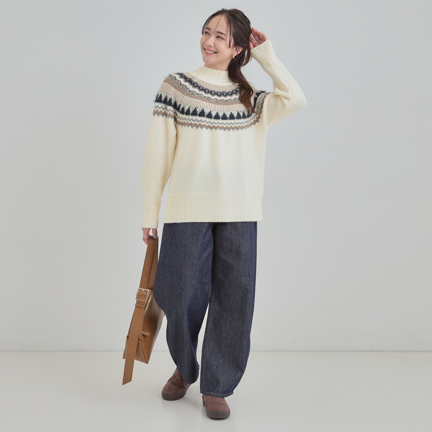 SHOO･LA･RUE「【洗濯機可/S-LL】配色が大人かわいい　フェアアイル柄求心ニット」|ニット・セーター|