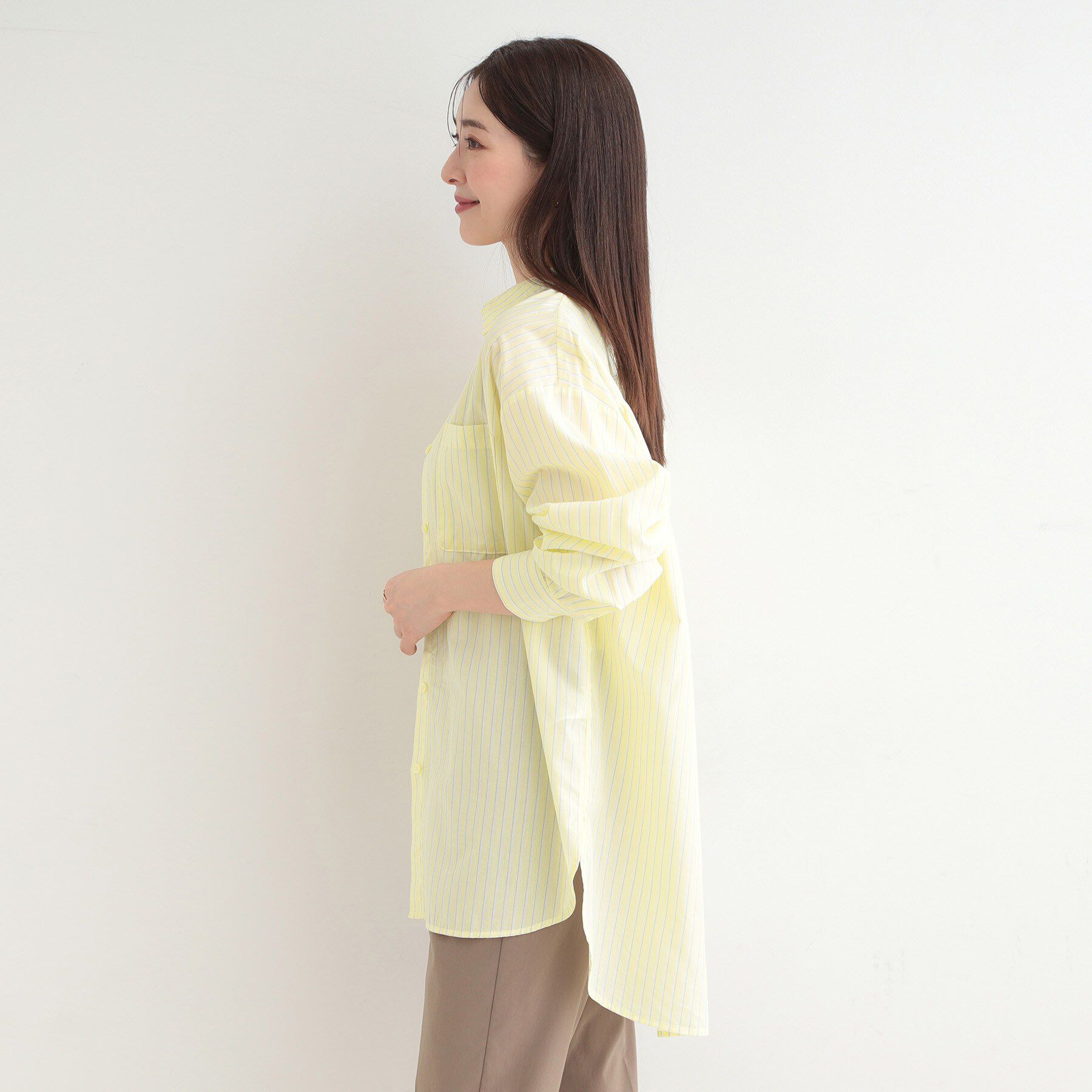 SHOO･LA･RUE「【体型カバー】バックギャザーで魅せる オーバーサイズシャツ」|シャツ・ブラウス|