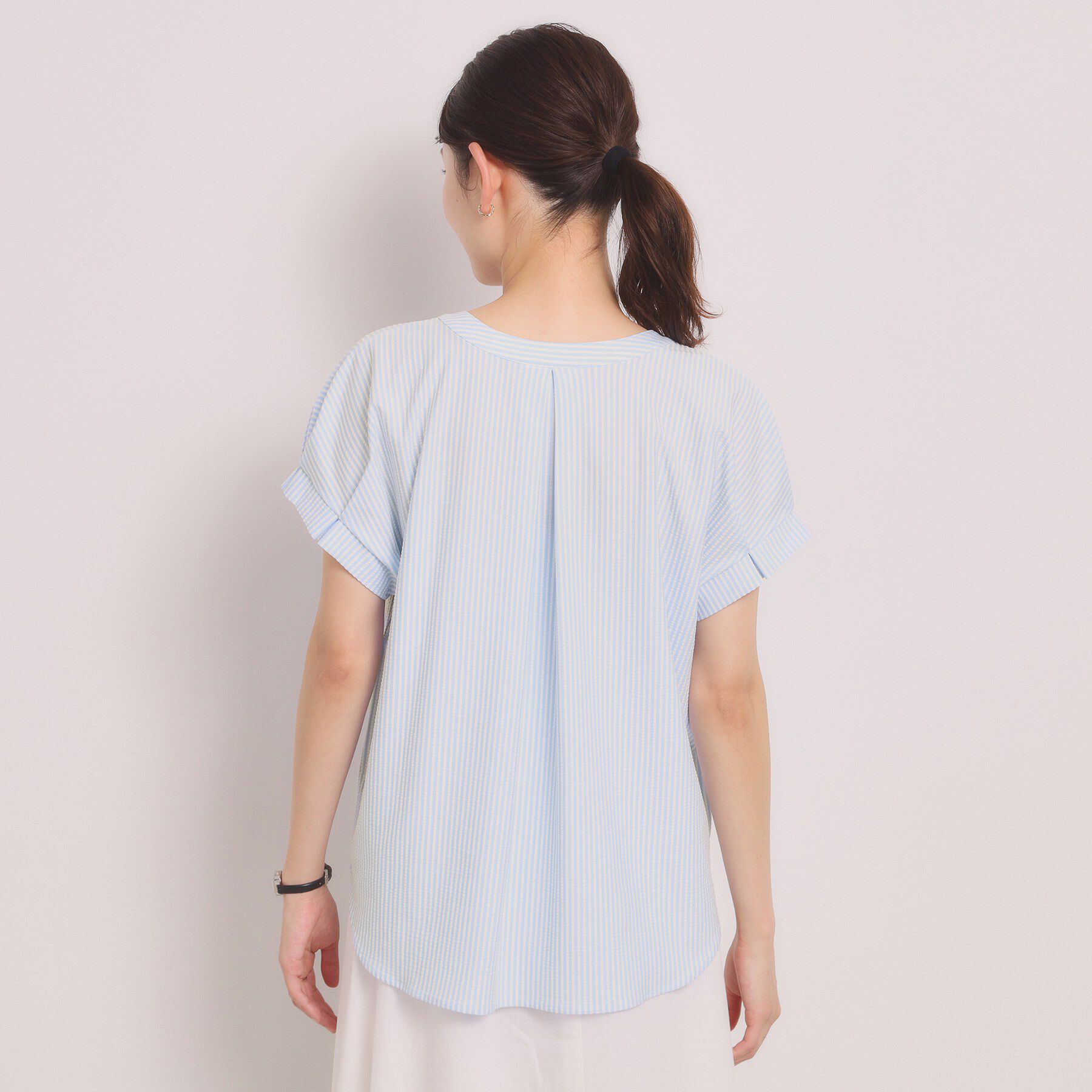 ITS&rsquo;DEMO「【洗濯機OK】カットサッカー前開きトップス」|Tシャツ・カットソー|